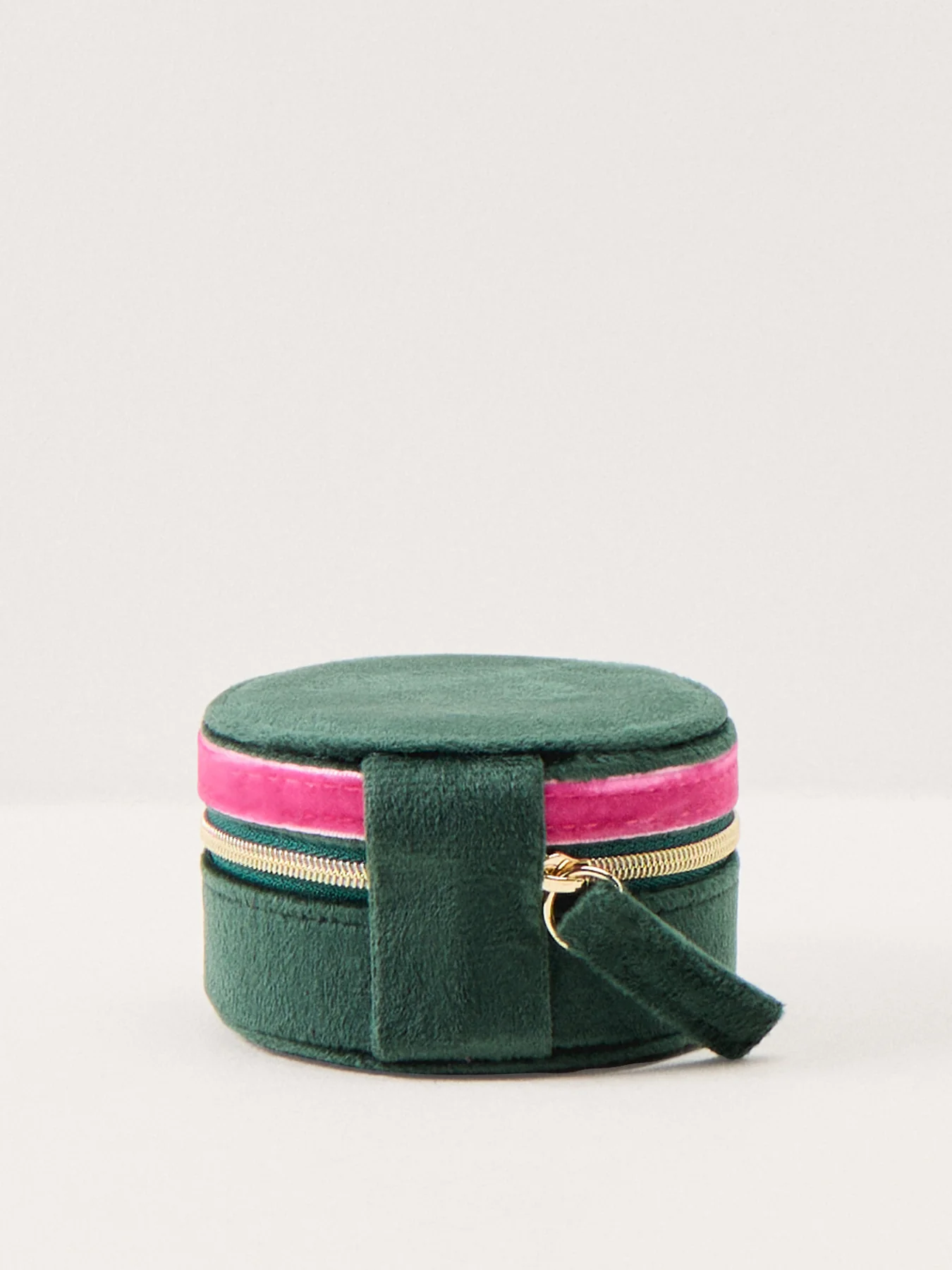 Velvet Bow Round Jewellery Case Green - Image 2