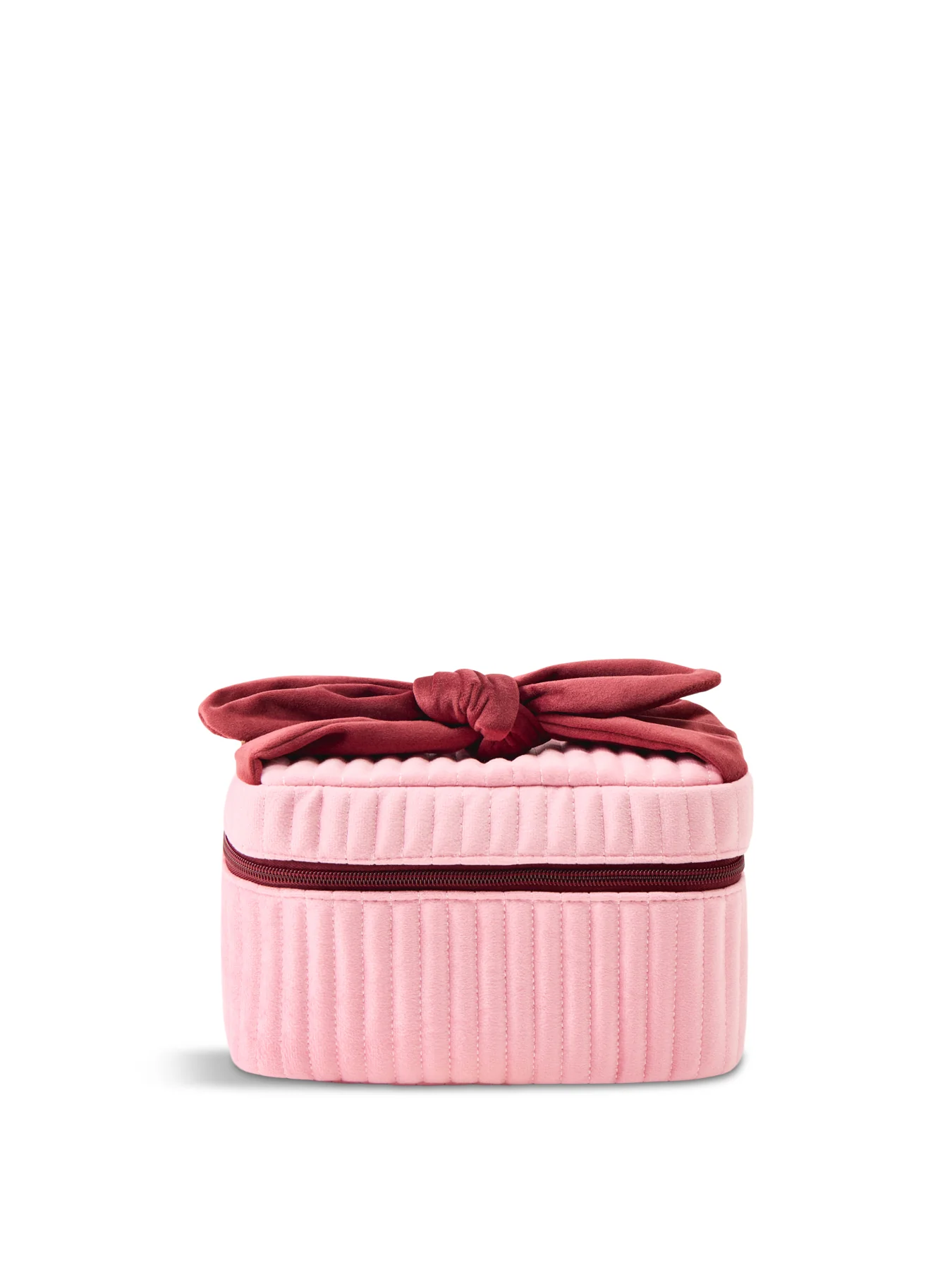 Velvet Bow Vanity Makeup Bag Pink