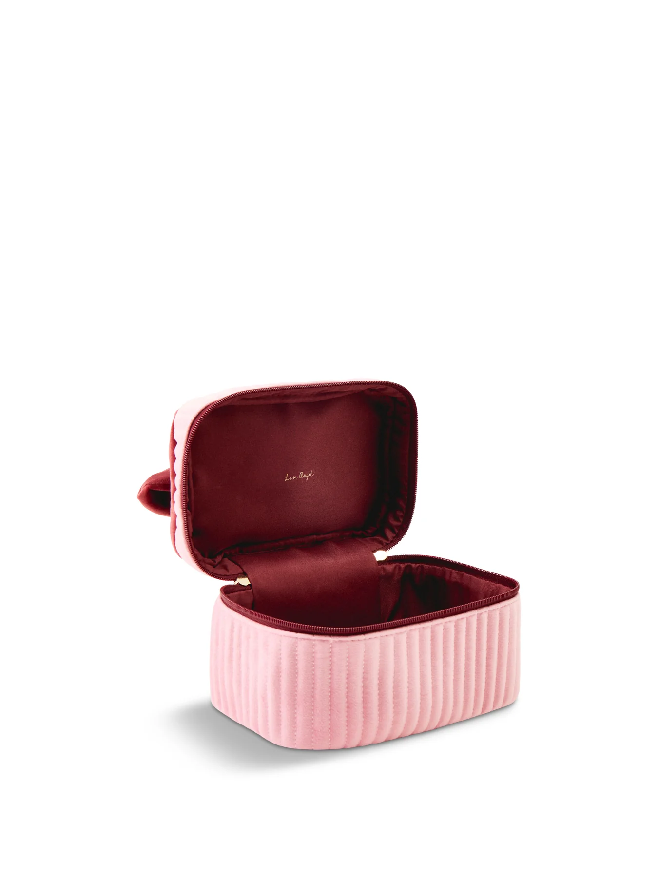 Velvet Bow Vanity Makeup Bag Pink - Image 3