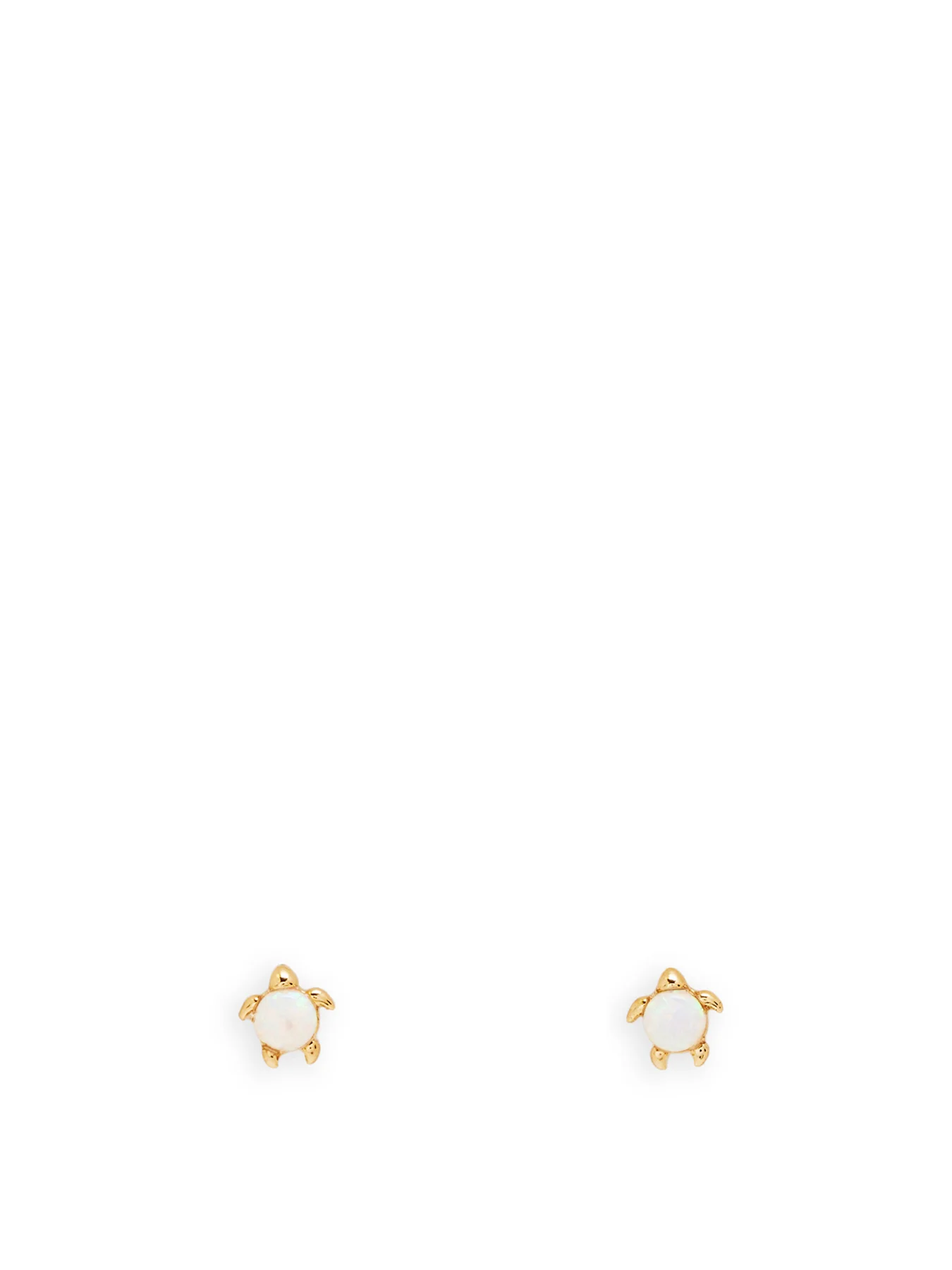 Opal Stone Turtle Stud Earrings Gold