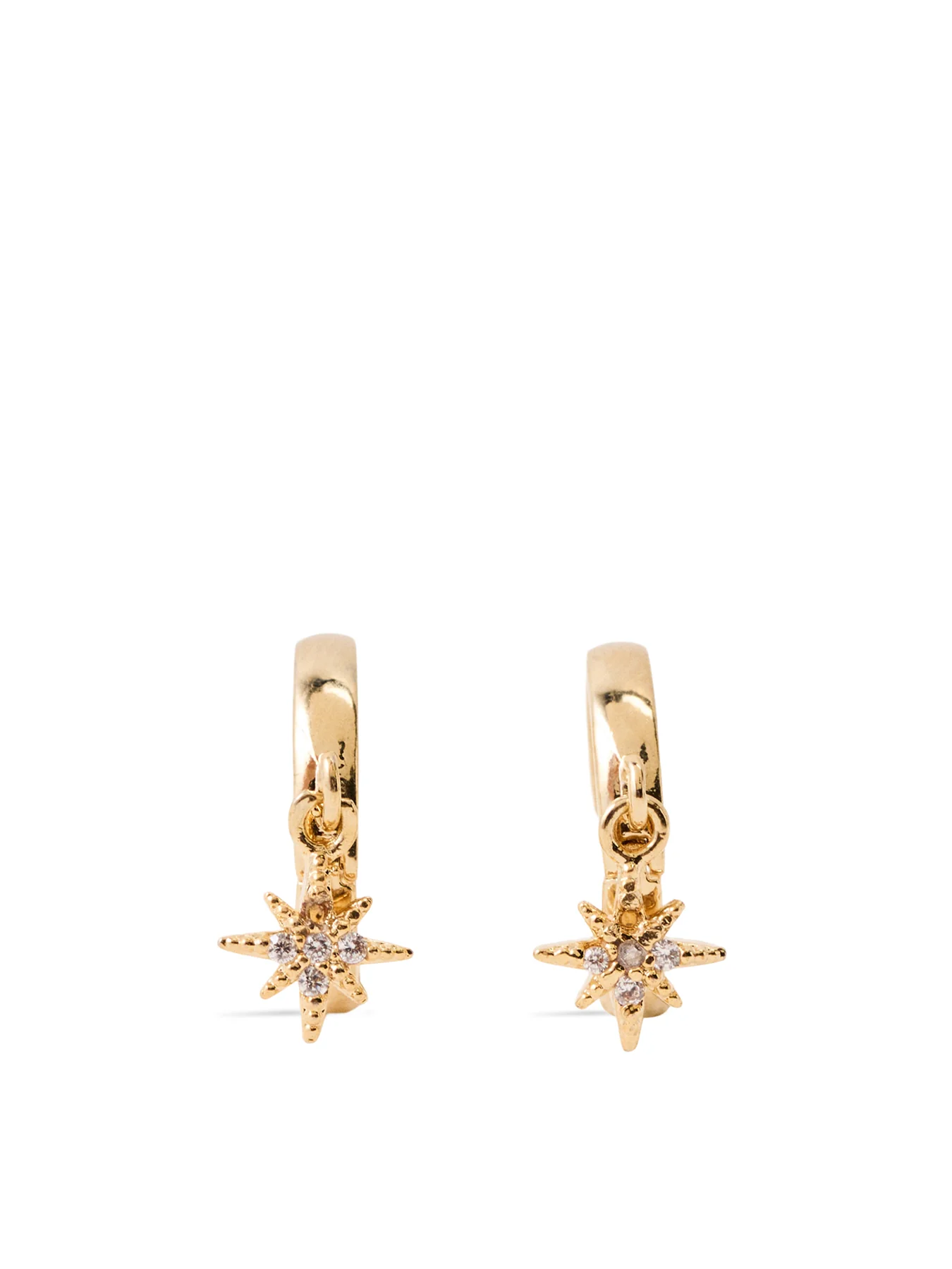 Tiny Star Charm Huggie Hoop Earrings Gold