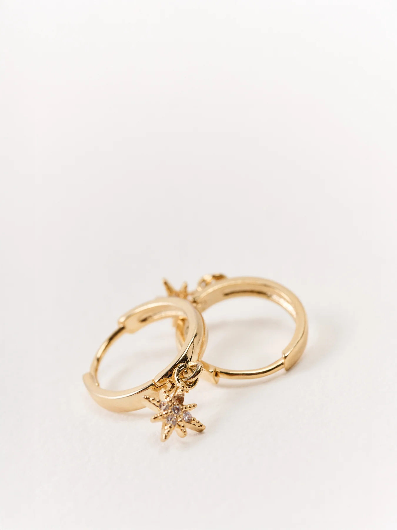 Tiny Star Charm Huggie Hoop Earrings Gold - Image 3