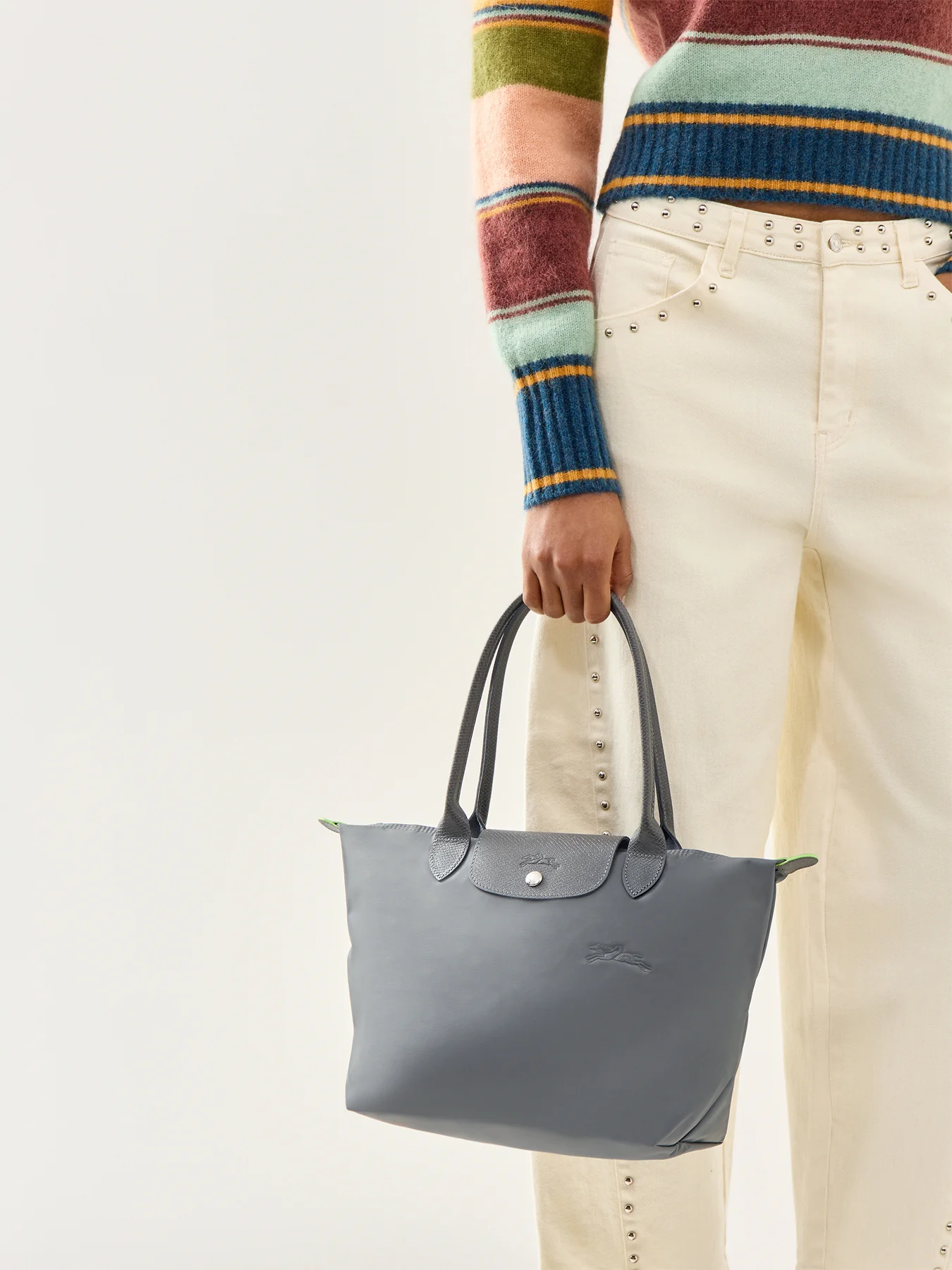 Le Pliage Green Medium Nylon Tote Bag Graphite - Image 2