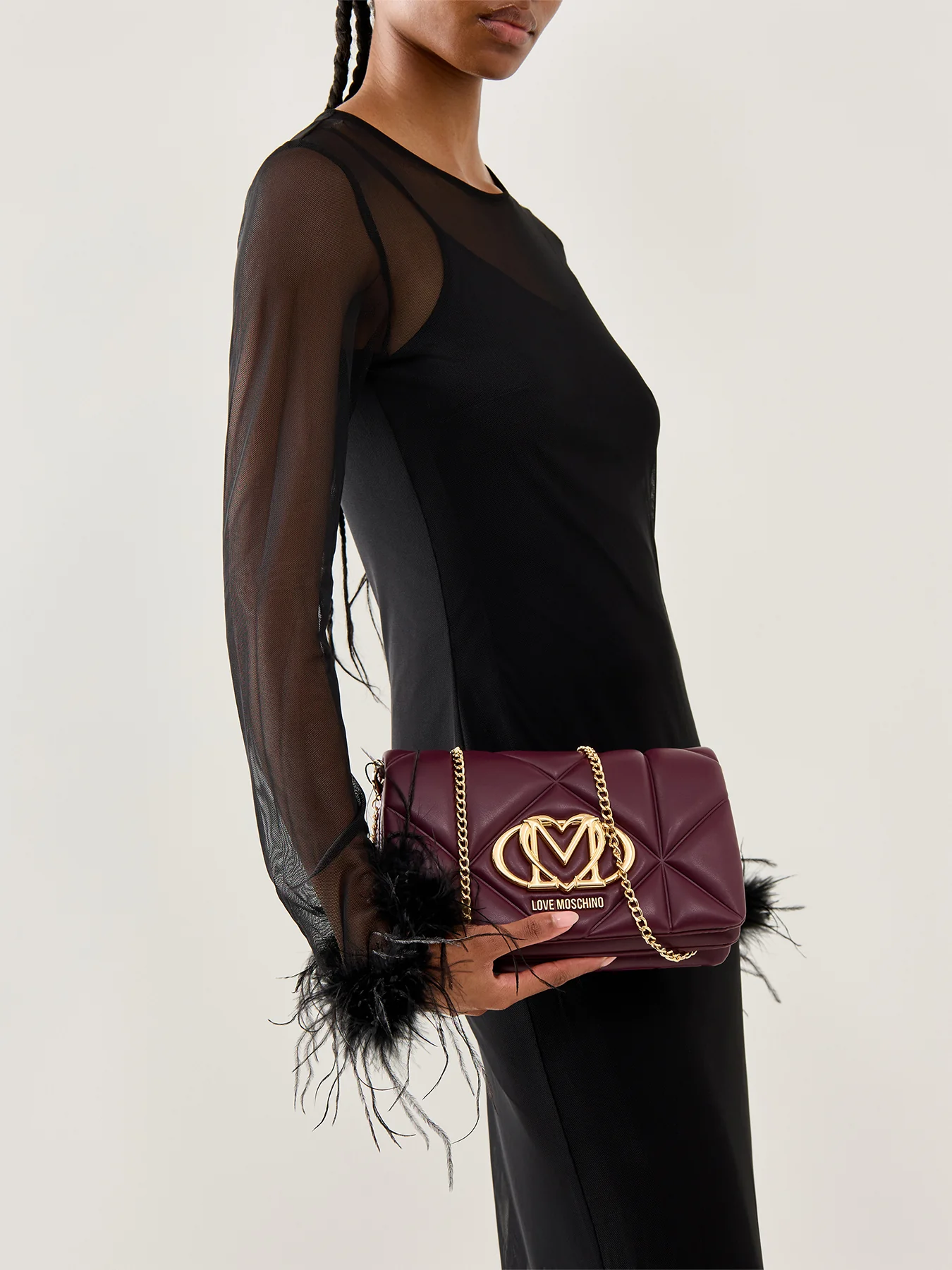 Quilted Chain Crossbody Bag Red - Image 2