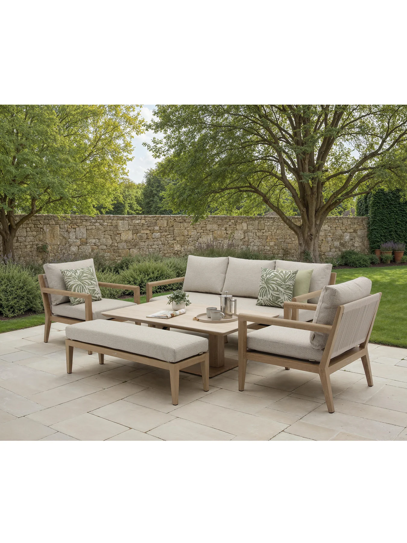 Maine 8-Seater Garden Lounge Set Cream - Image 5