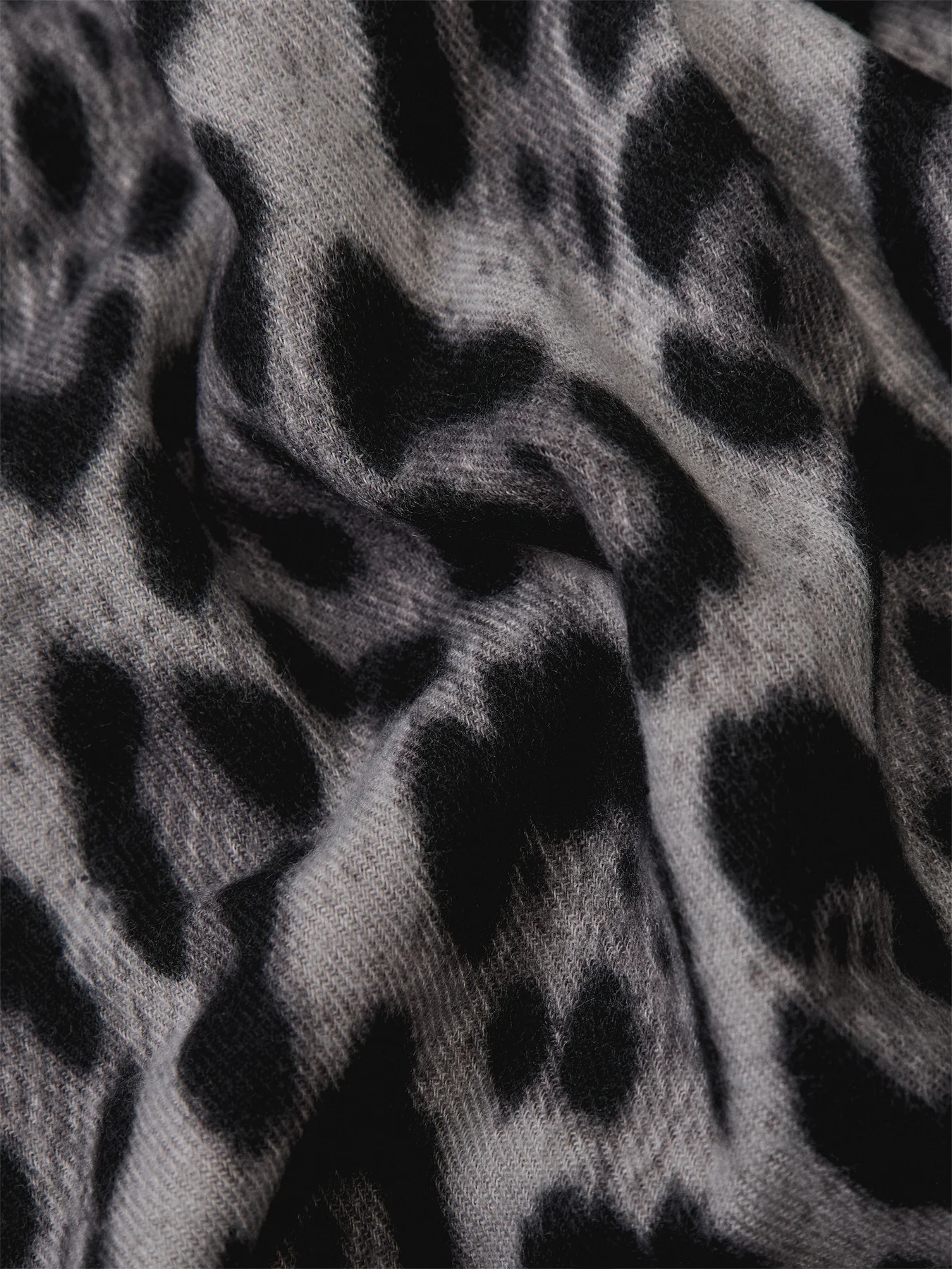 Leopard Scarf With Faux Fur Trim Grey - Image 3