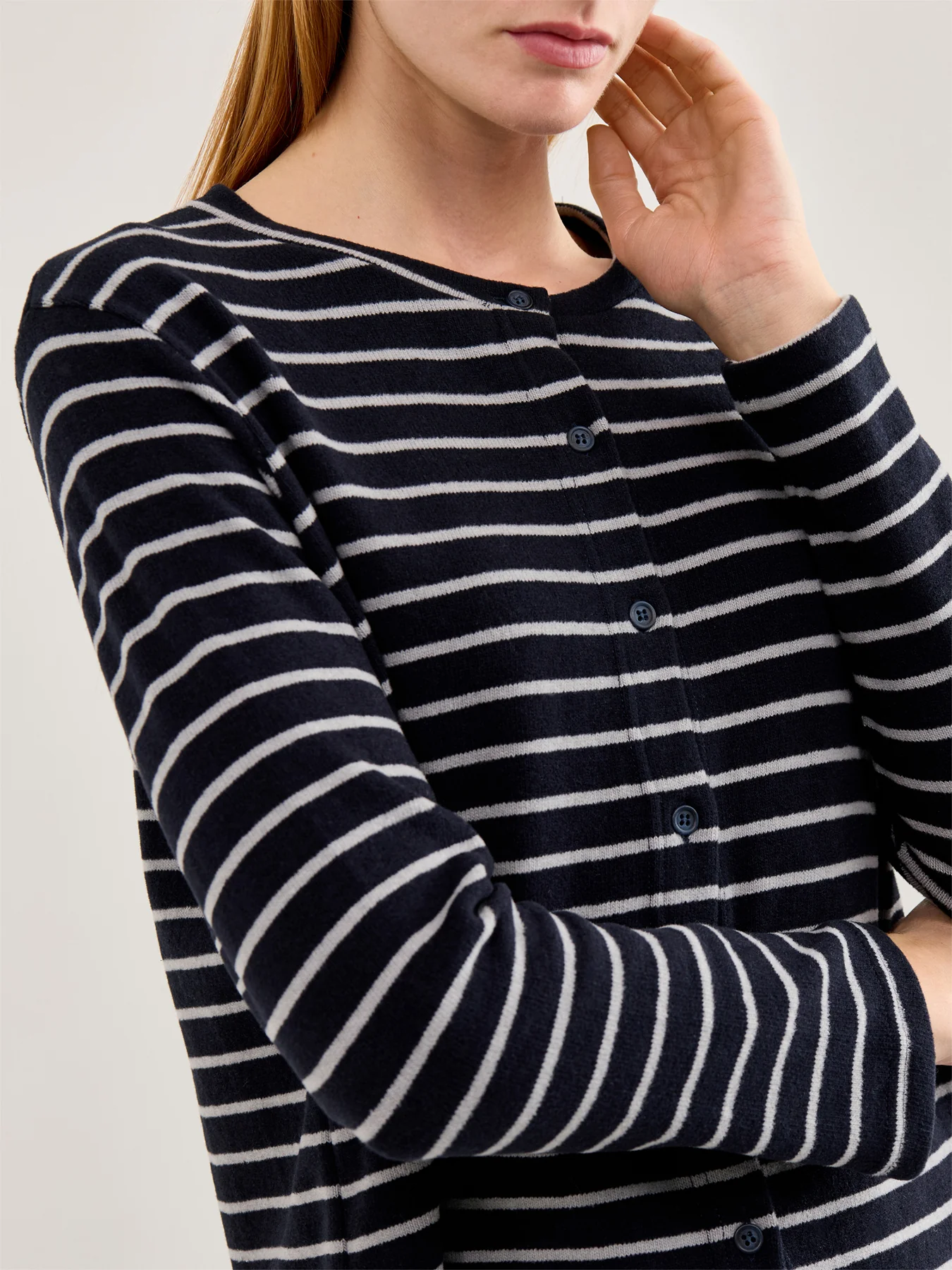 Asymmetric Stripe Cardigan Navy - Image 3