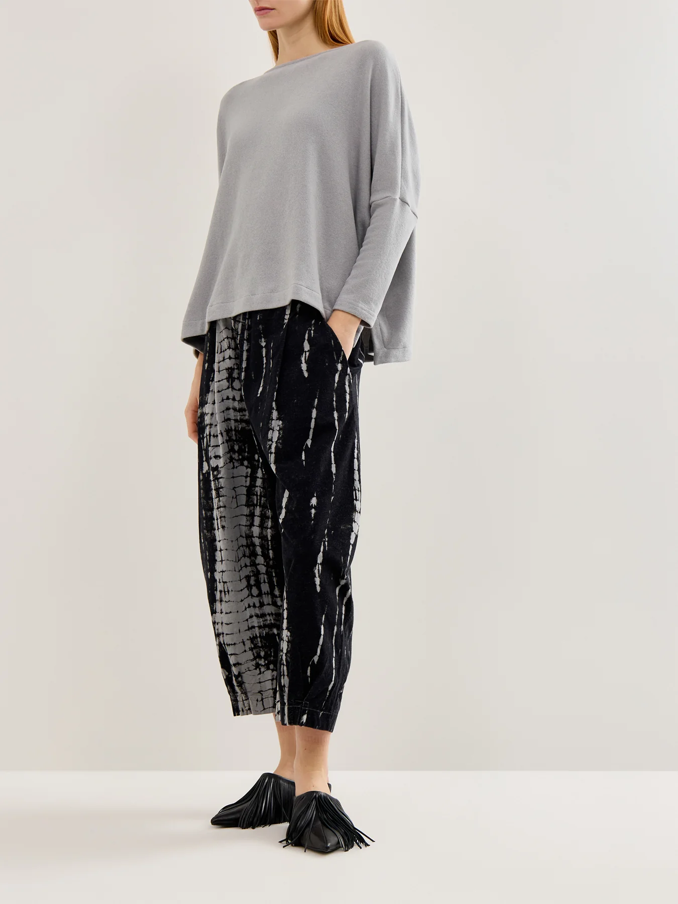 Boat Neck Knit Top Light Grey - Image 2