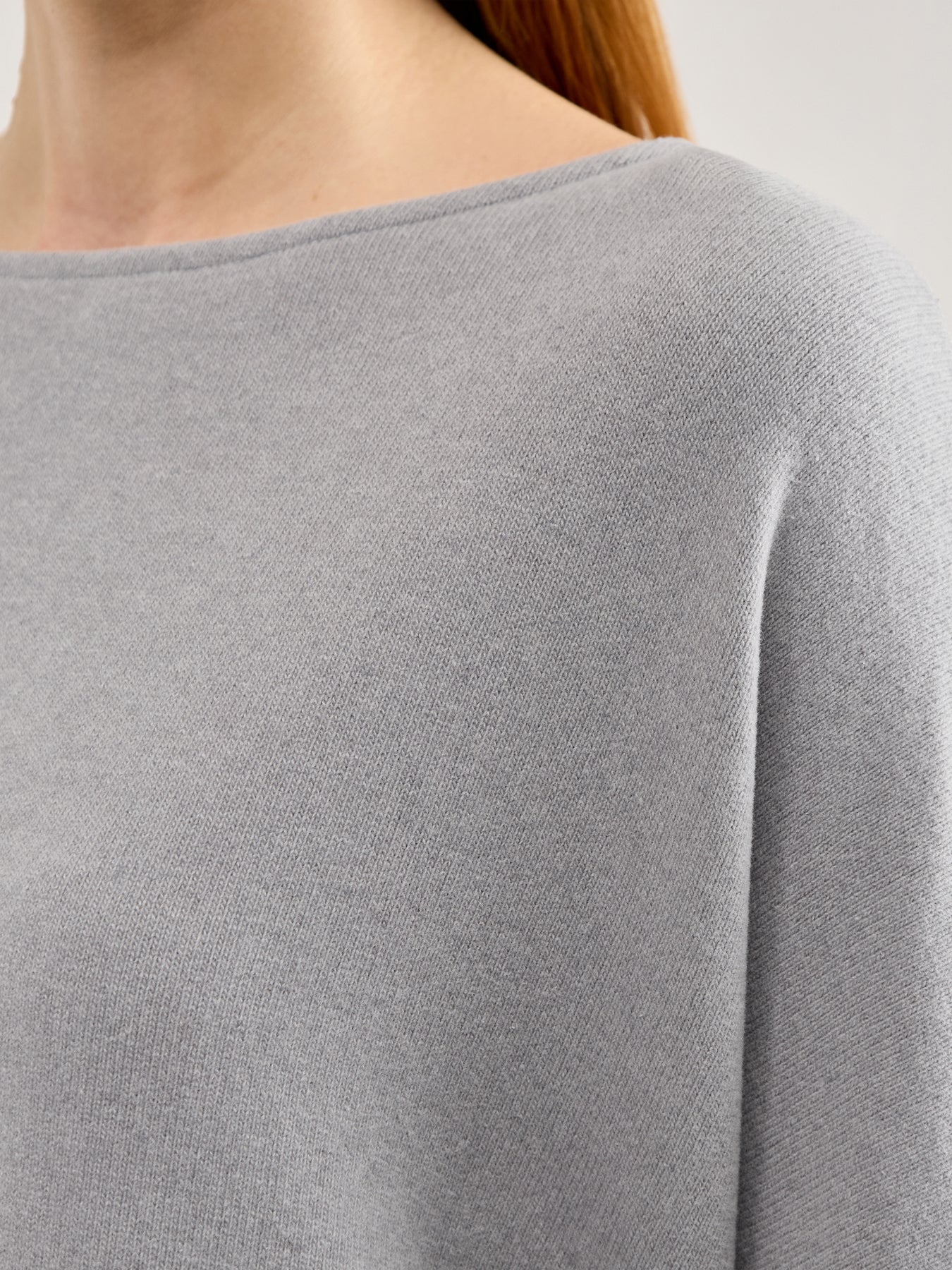 Boat Neck Knit Top Light Grey - Image 3