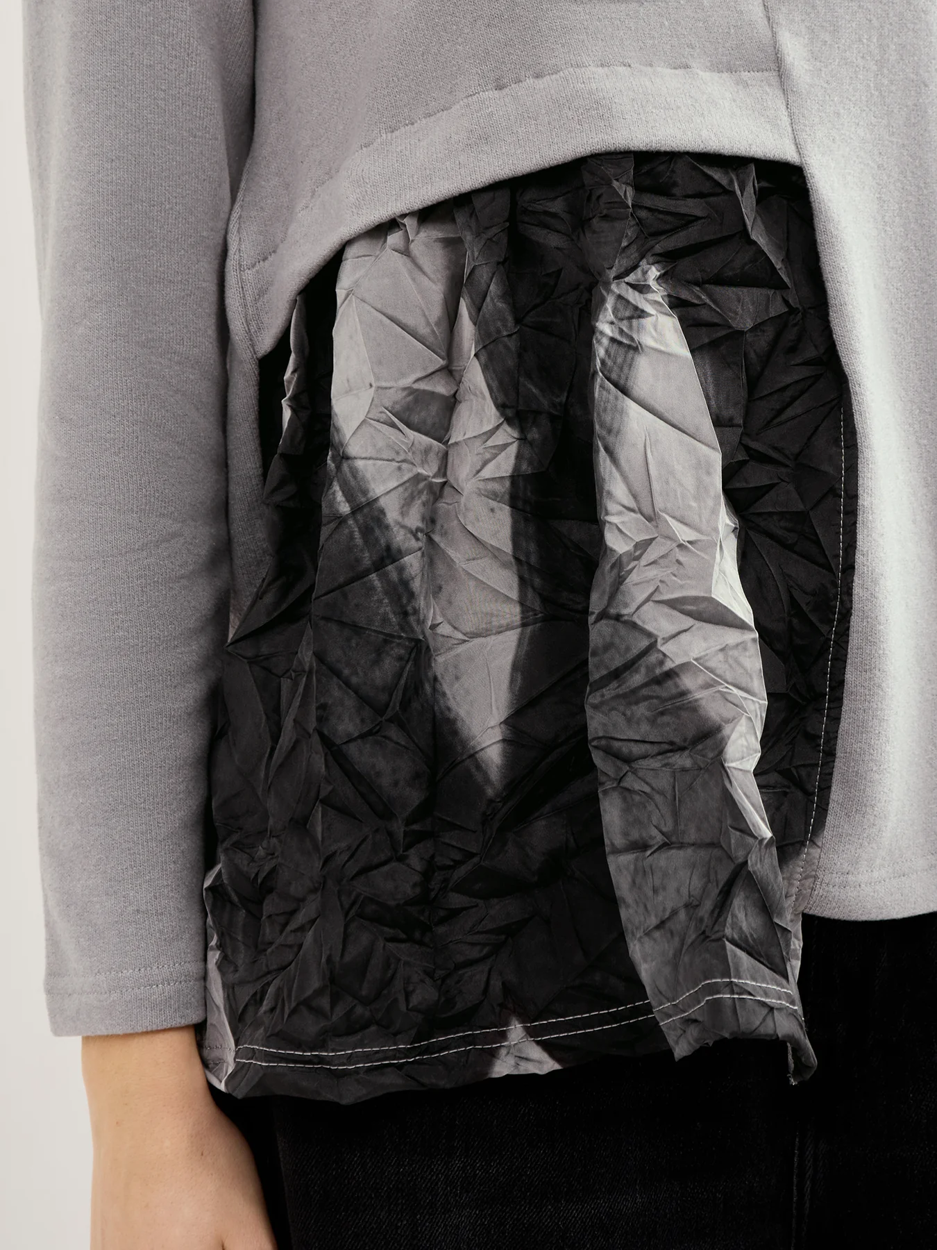 Textured Boat Neck Knit Top Grey - Image 3