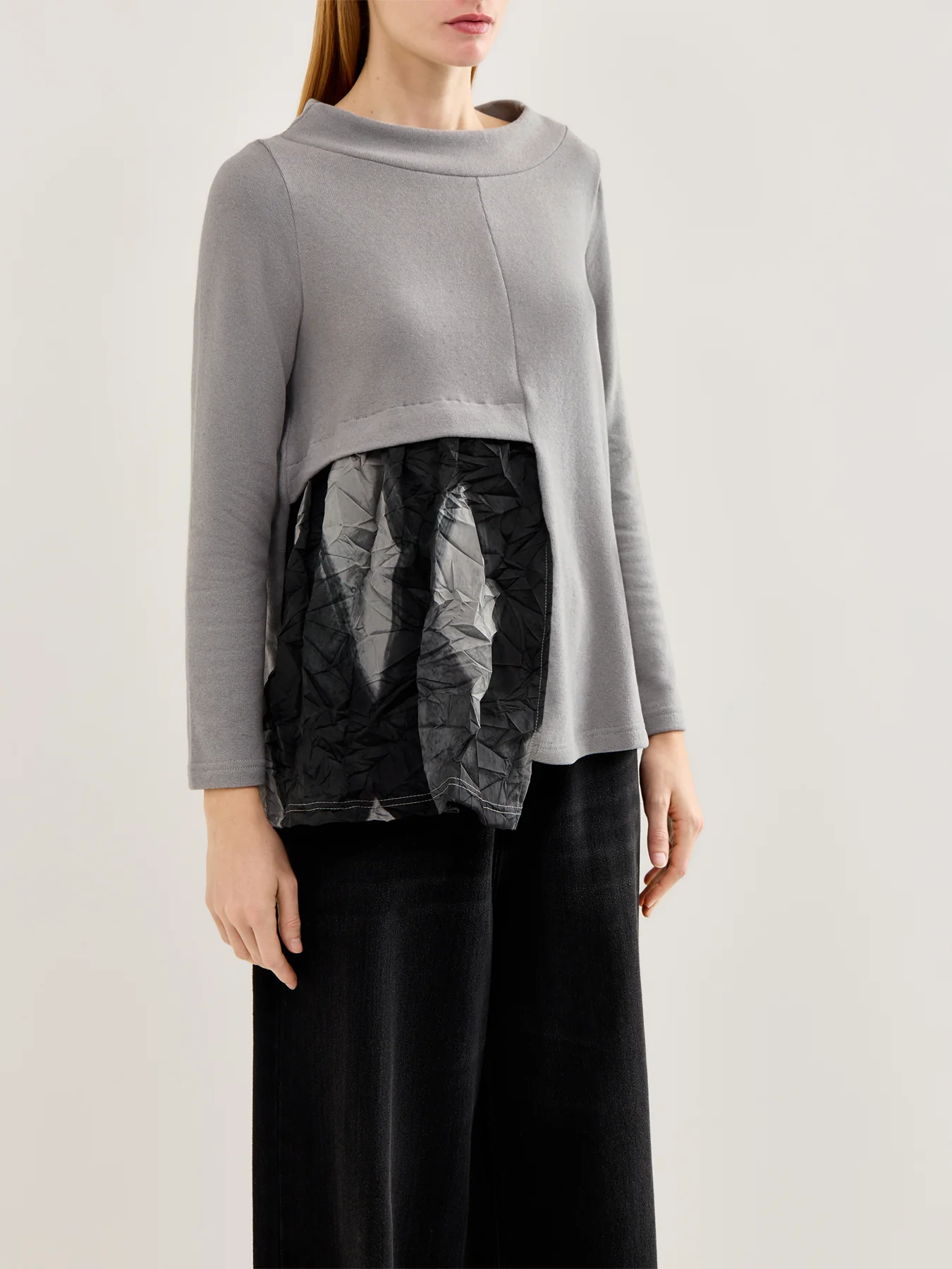 Textured Boat Neck Knit Top Grey - Image 4