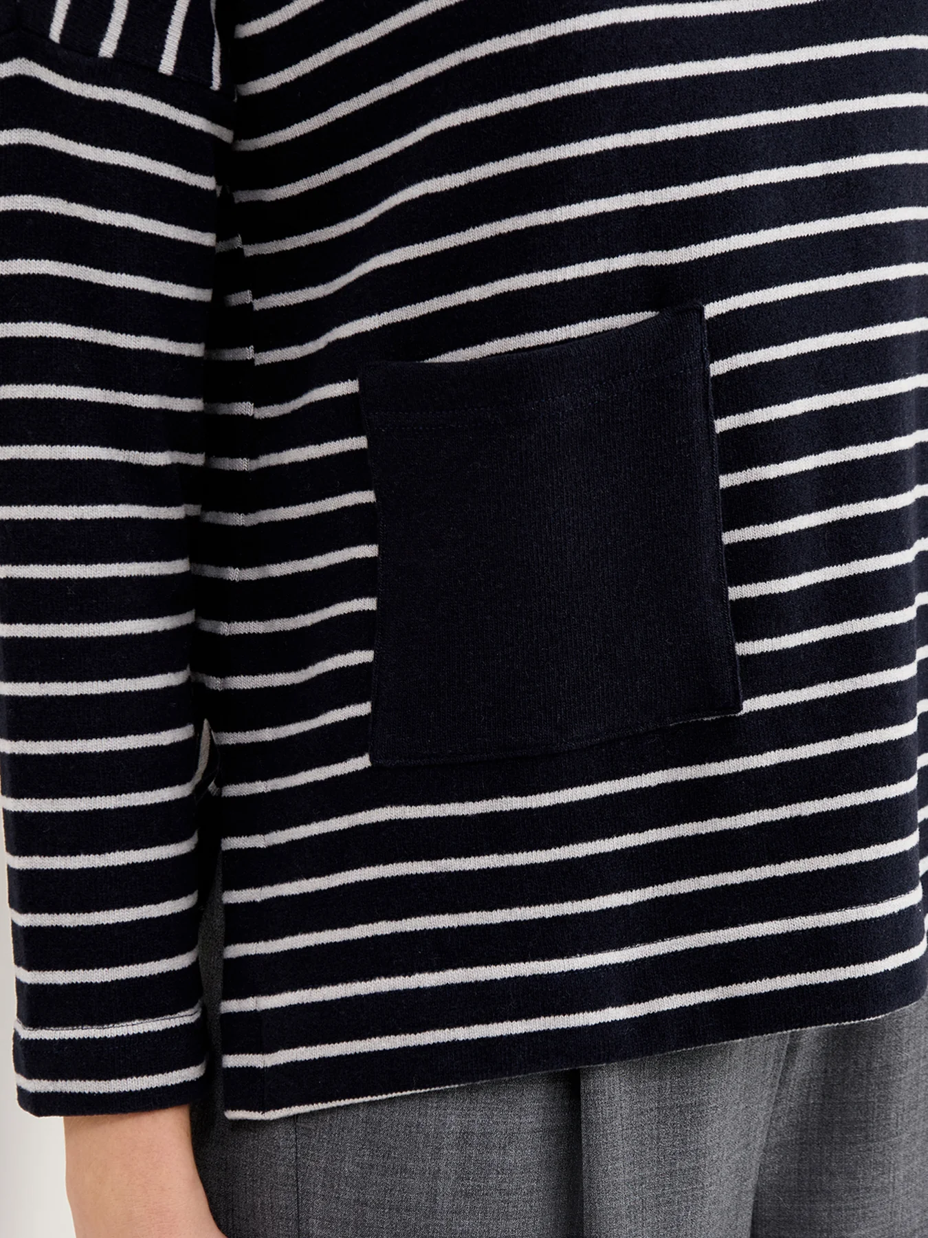 Boat Neck Stripe Knit Top Navy - Image 3