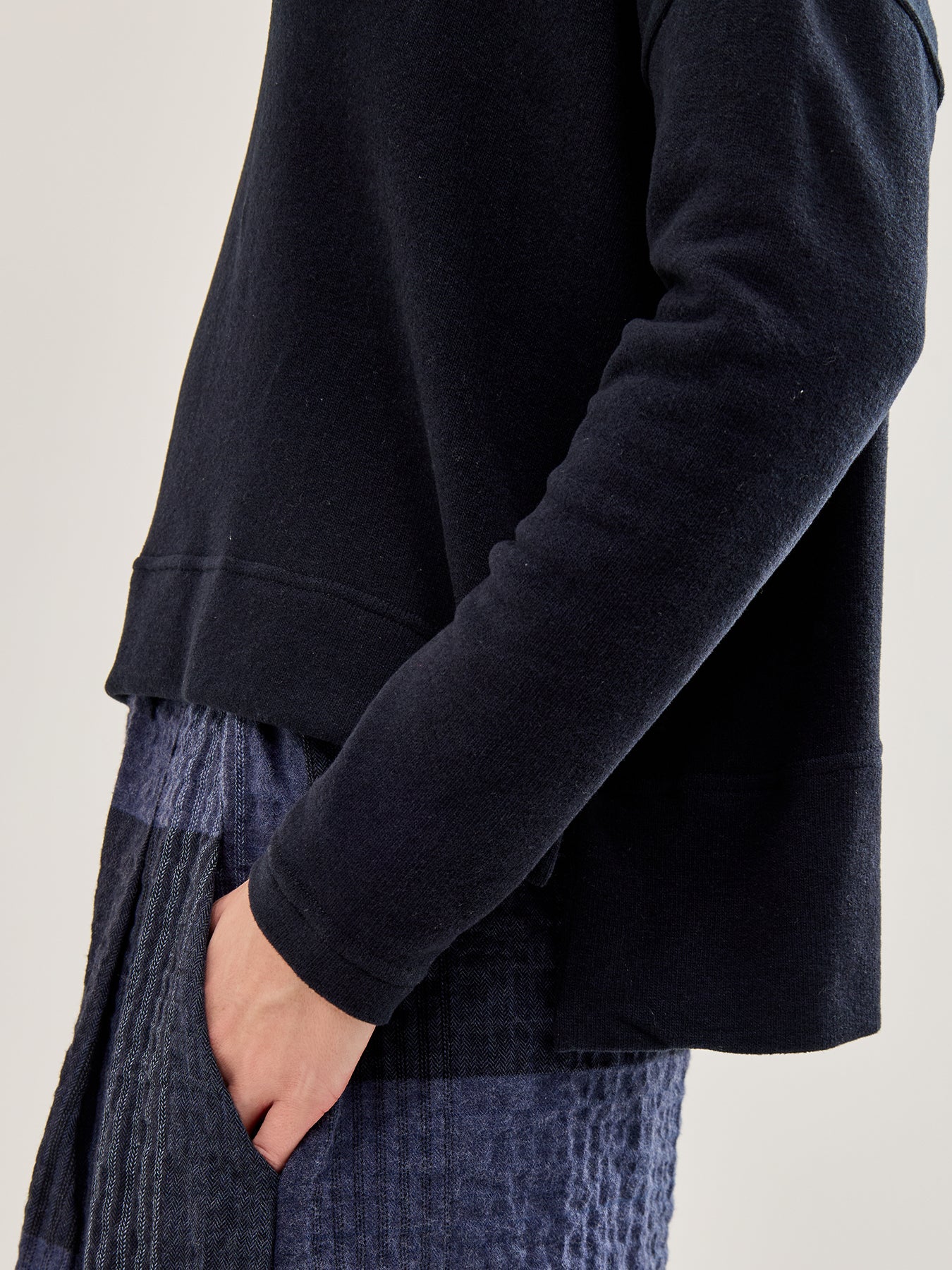 Roll Neck Asymmetric Hem Knit Navy - Image 3