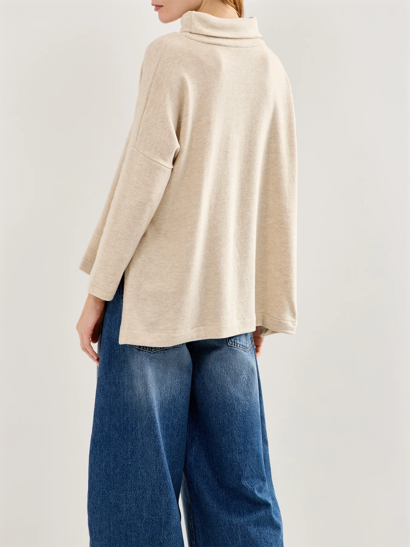 Roll Neck Knit Jumper Cream - Image 5