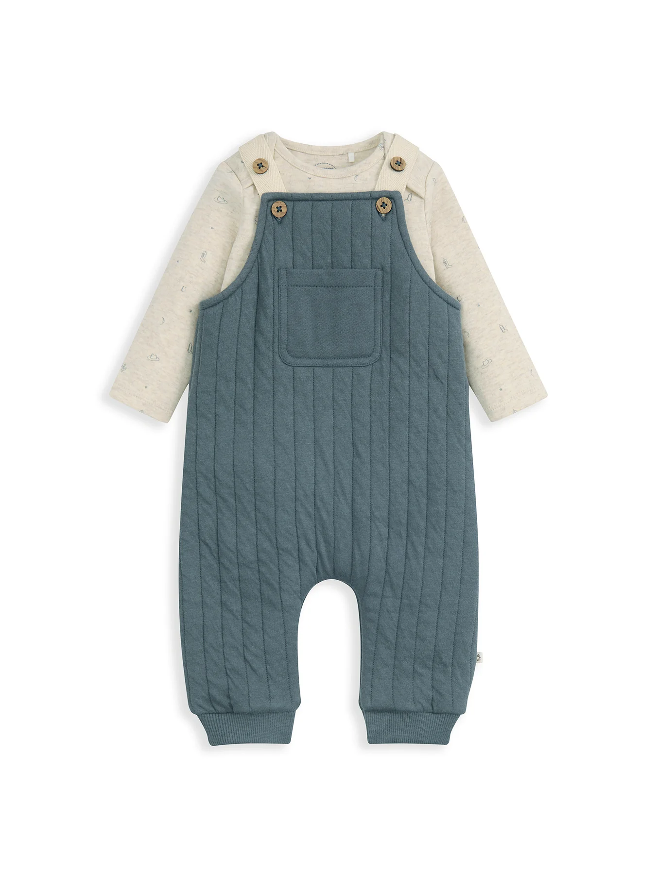 Baby Quilted Dungaree Set Blue