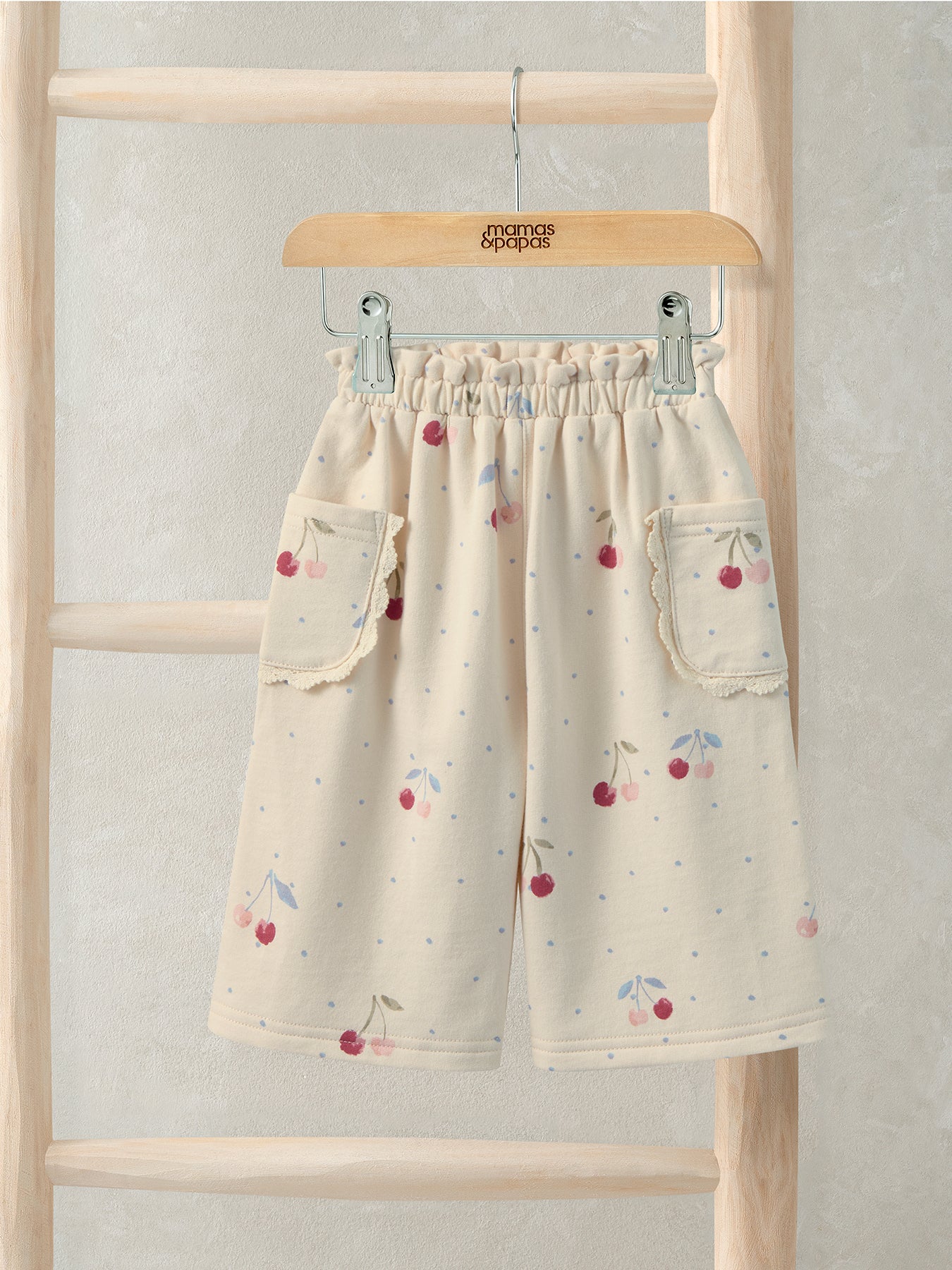 Baby Cherry Print Joggers Cream - Image 2