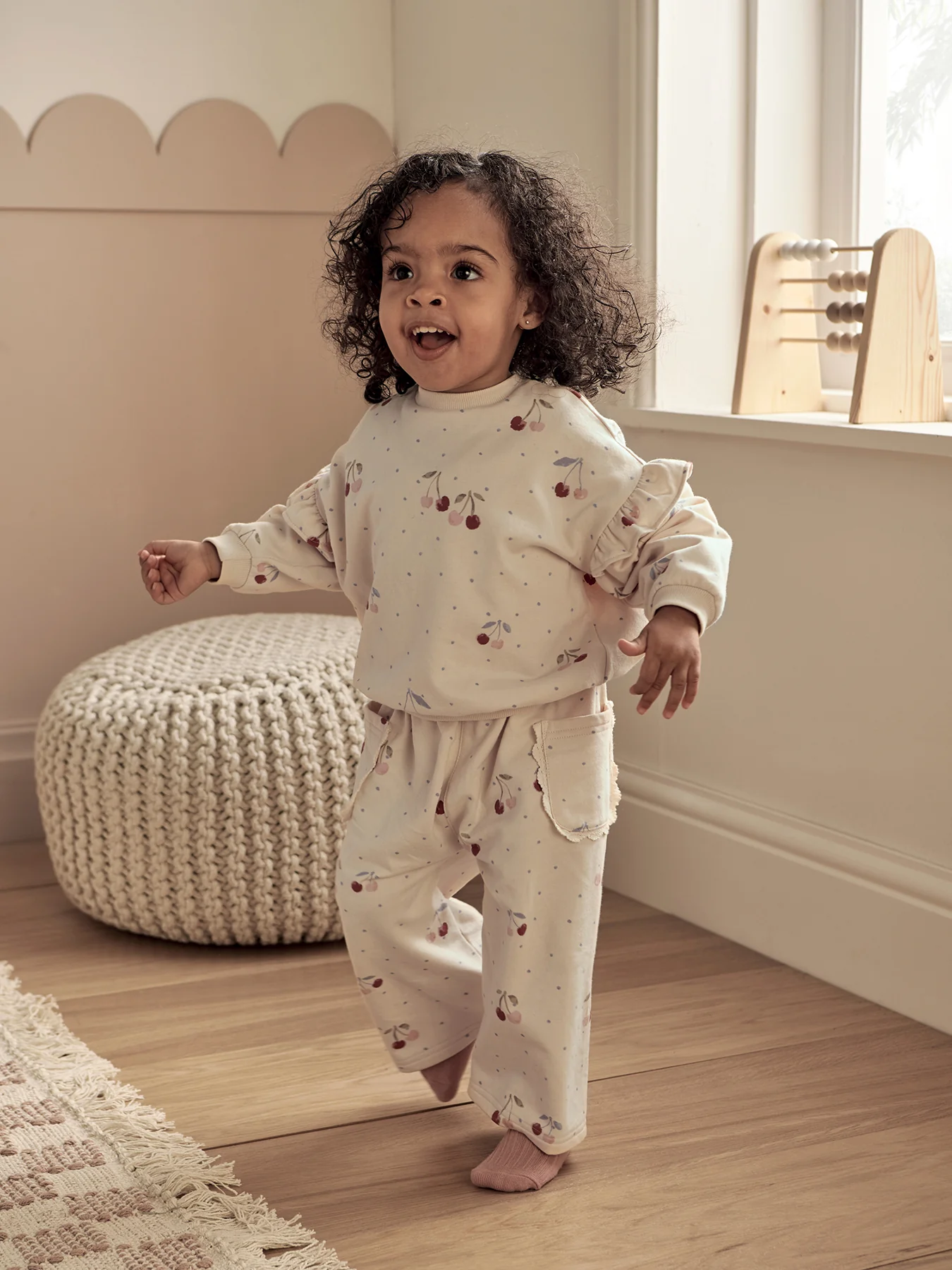 Baby Cherry Print Sweatshirt Cream - Image 2