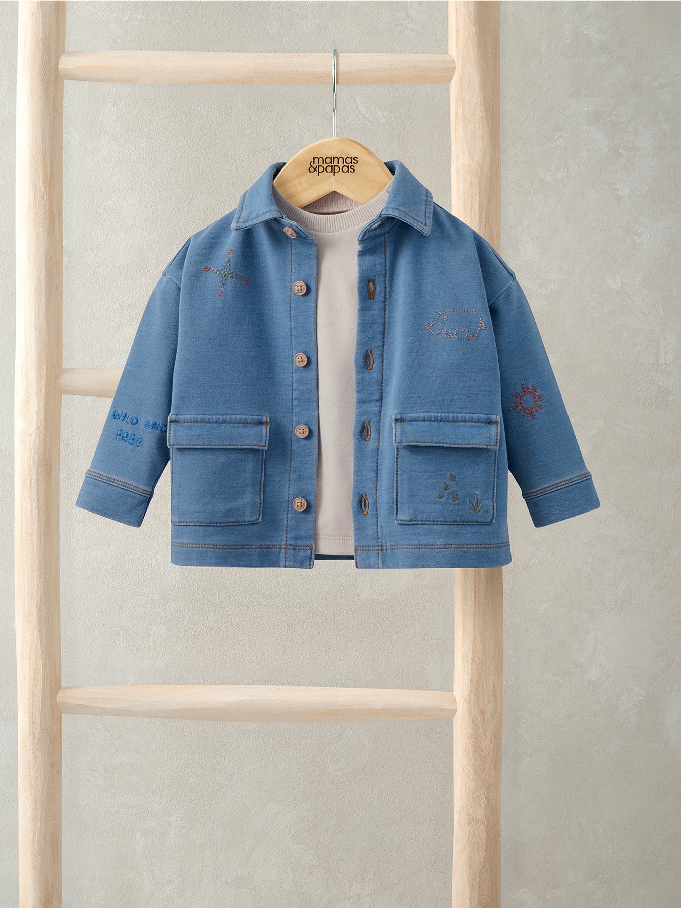 Baby Denim Shacket and T-Shirt Set Blue - Image 2