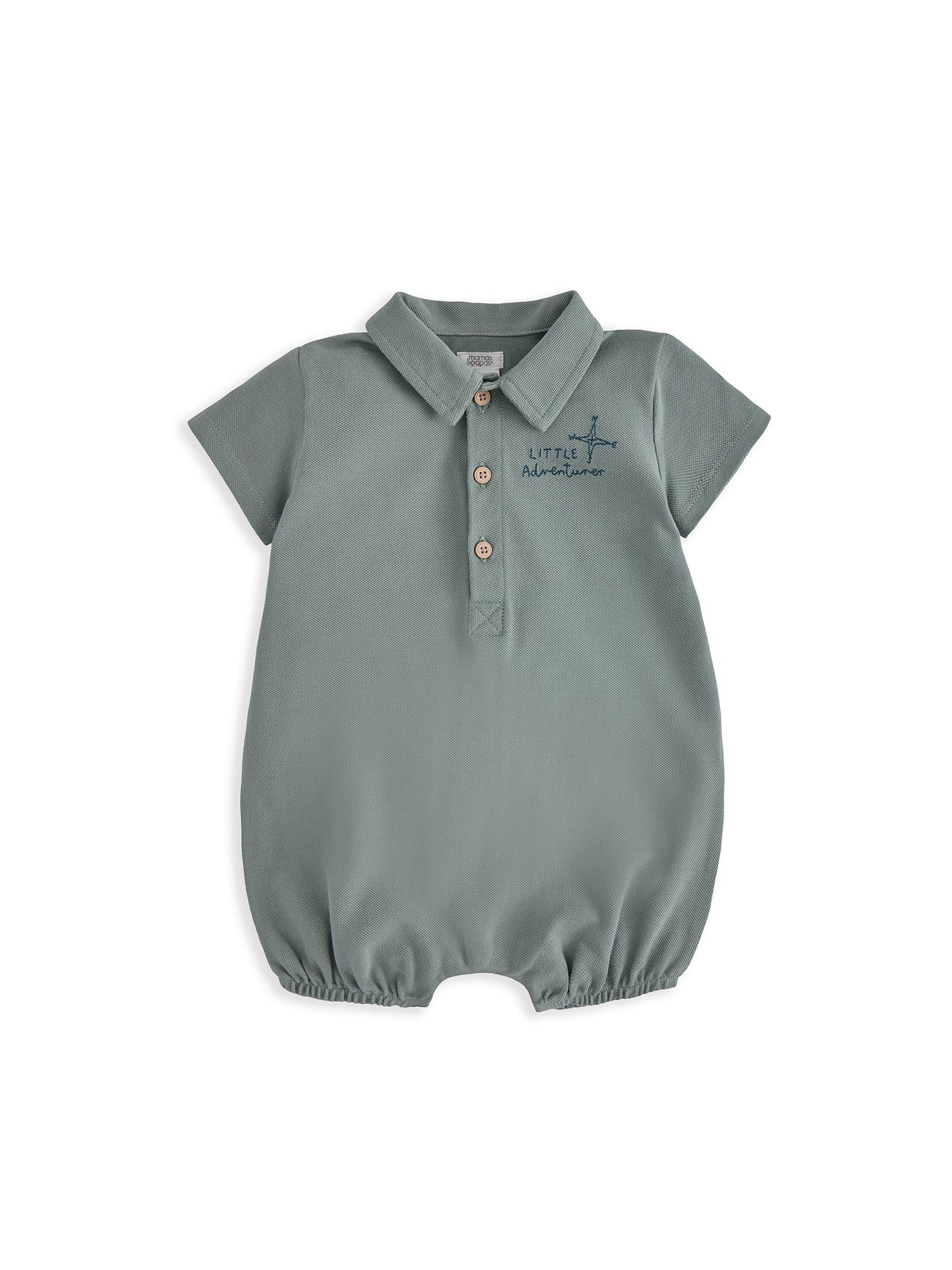 Baby Pique Cotton Romper Green