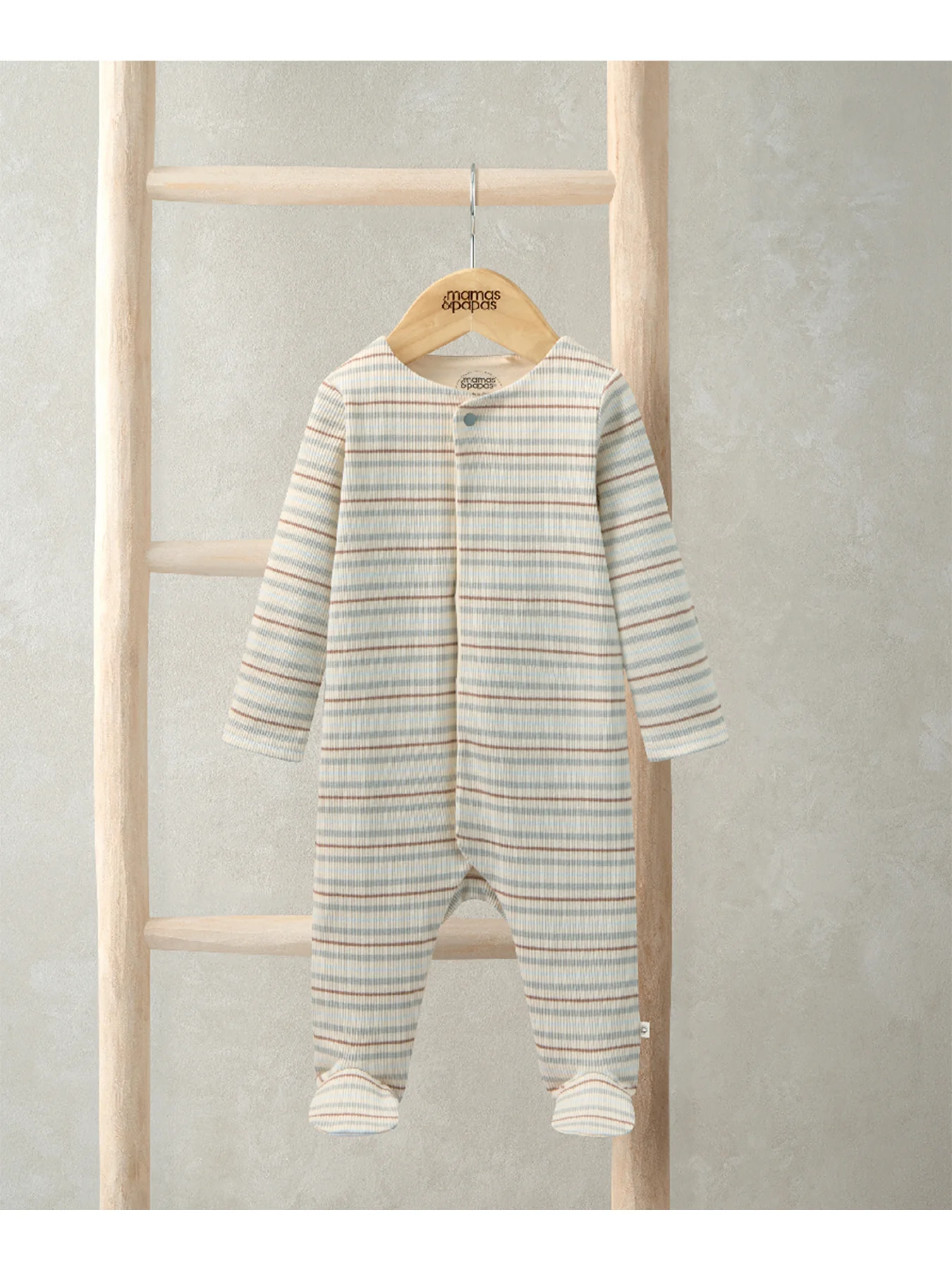 Baby Rib Stripe All-In-One Grey - Image 3