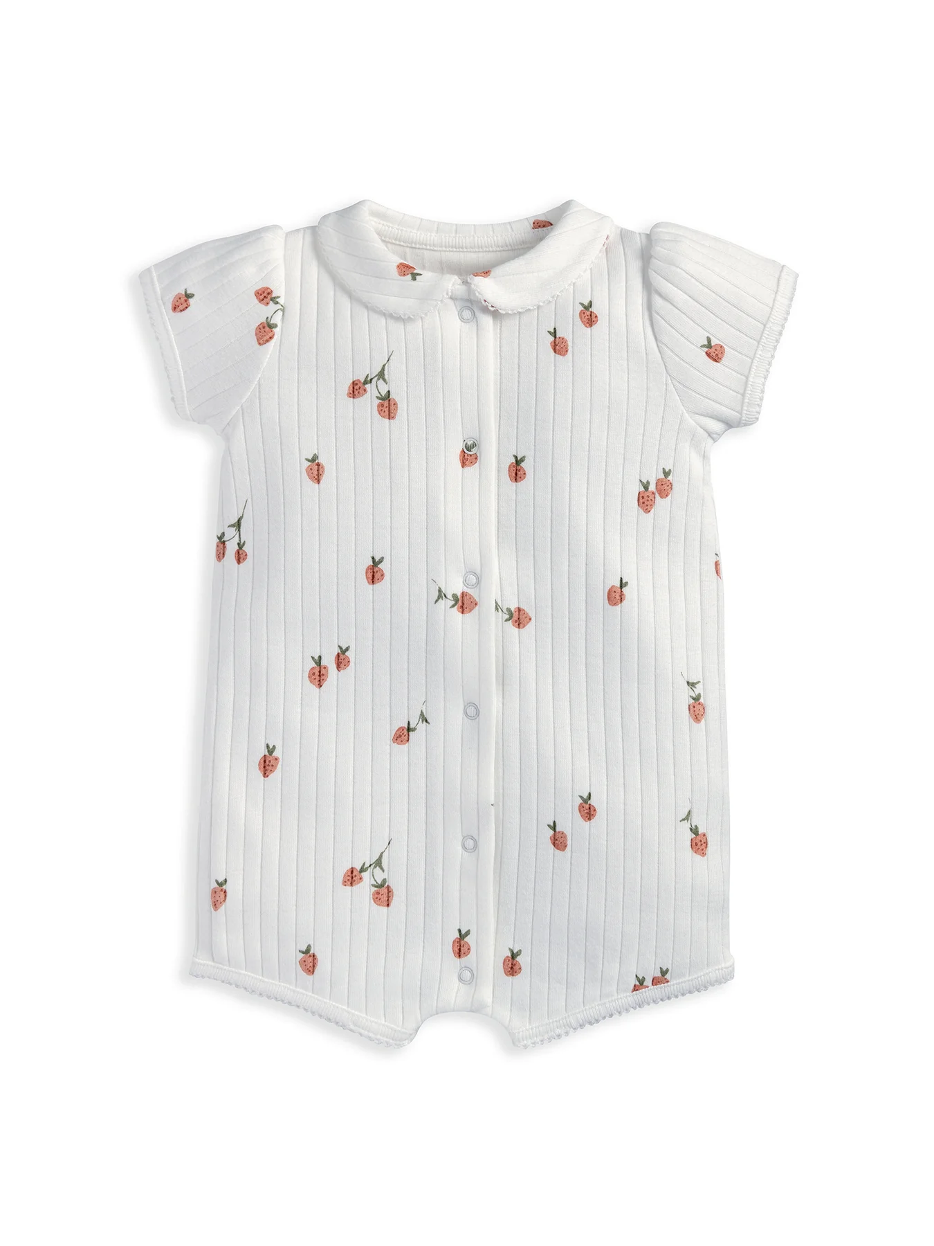 Baby Strawberry Short Romper Cream
