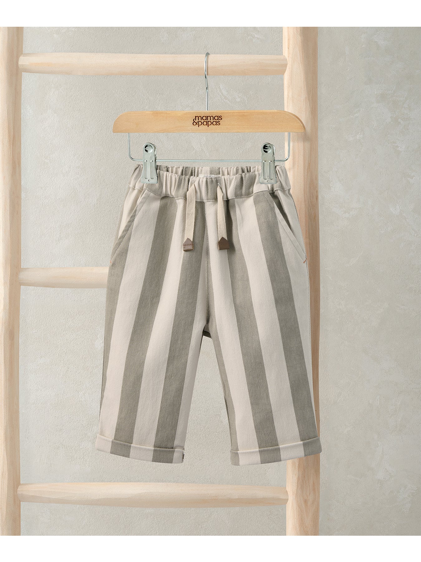 Baby Stripe Twill Trousers Green - Image 3