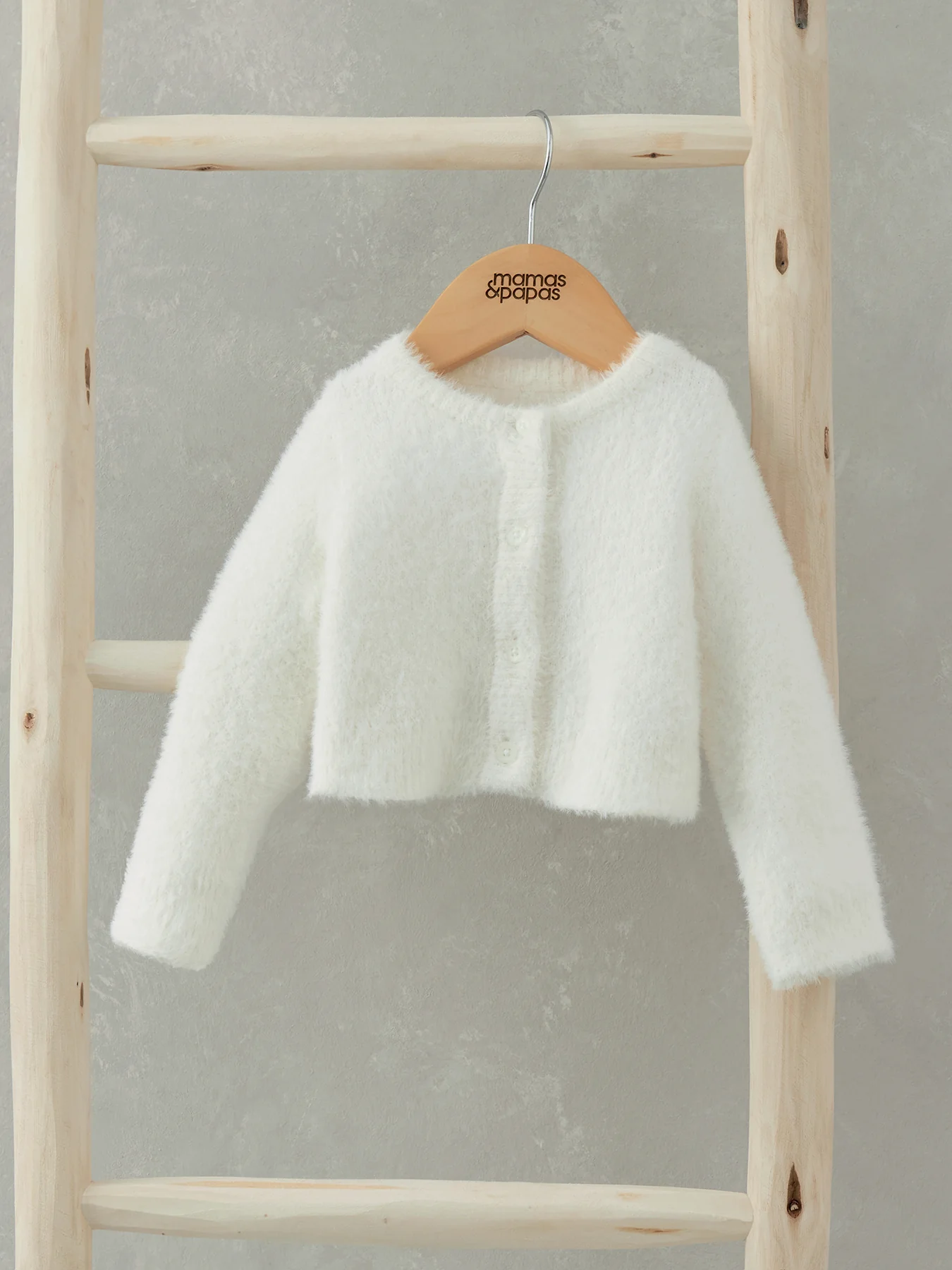 Baby Fluffy Cardigan Cream - Image 3