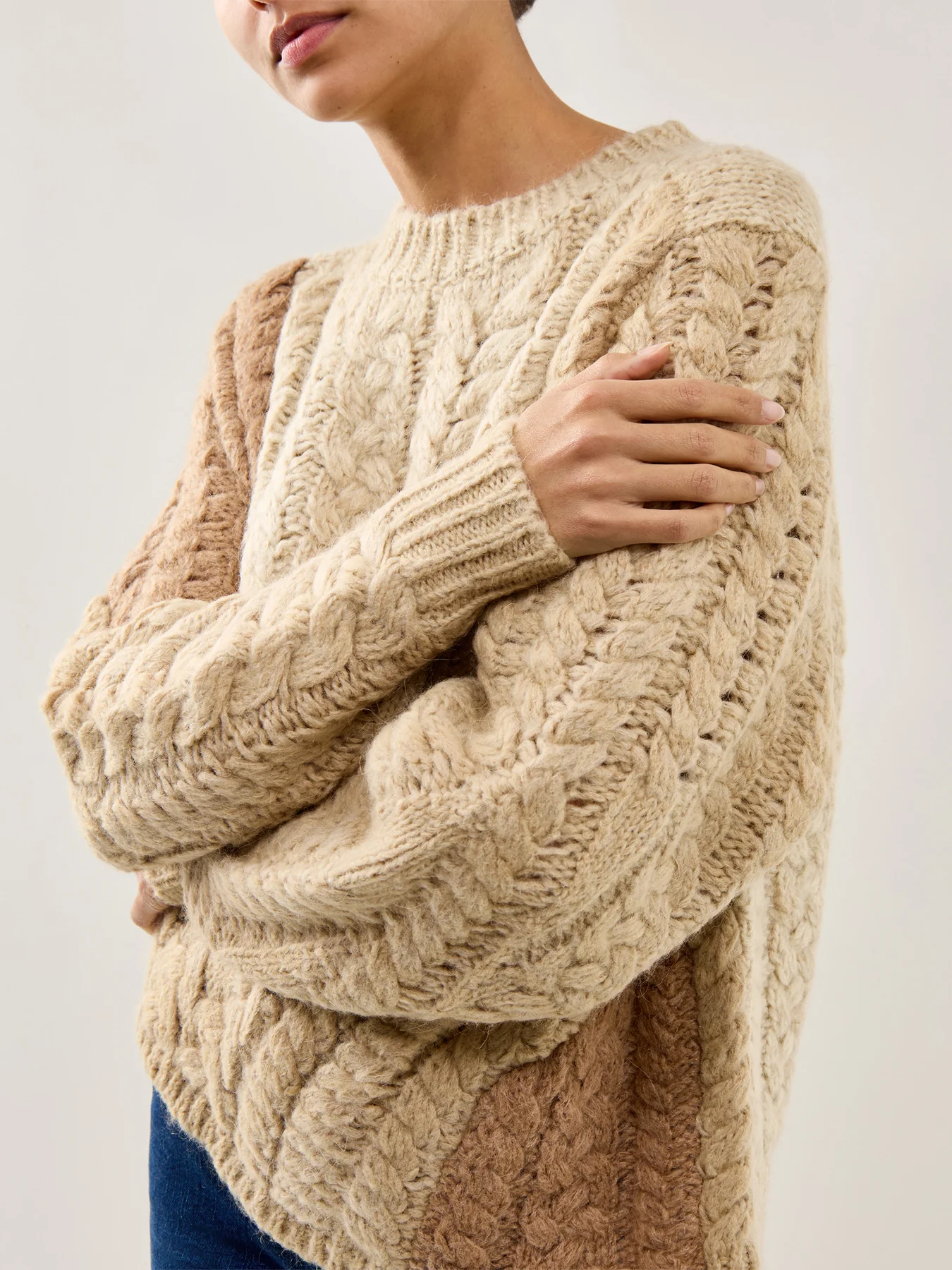 Daryl Colour-Block Knit Beige - Image 3