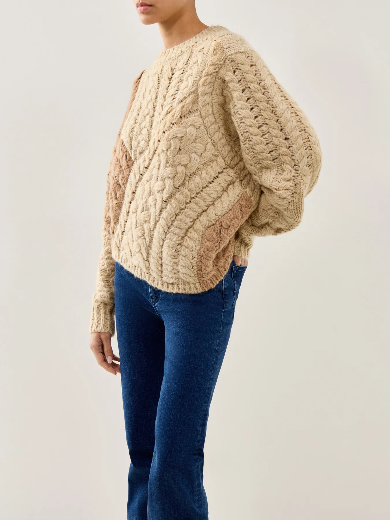 Daryl Colour-Block Knit Beige - Image 4