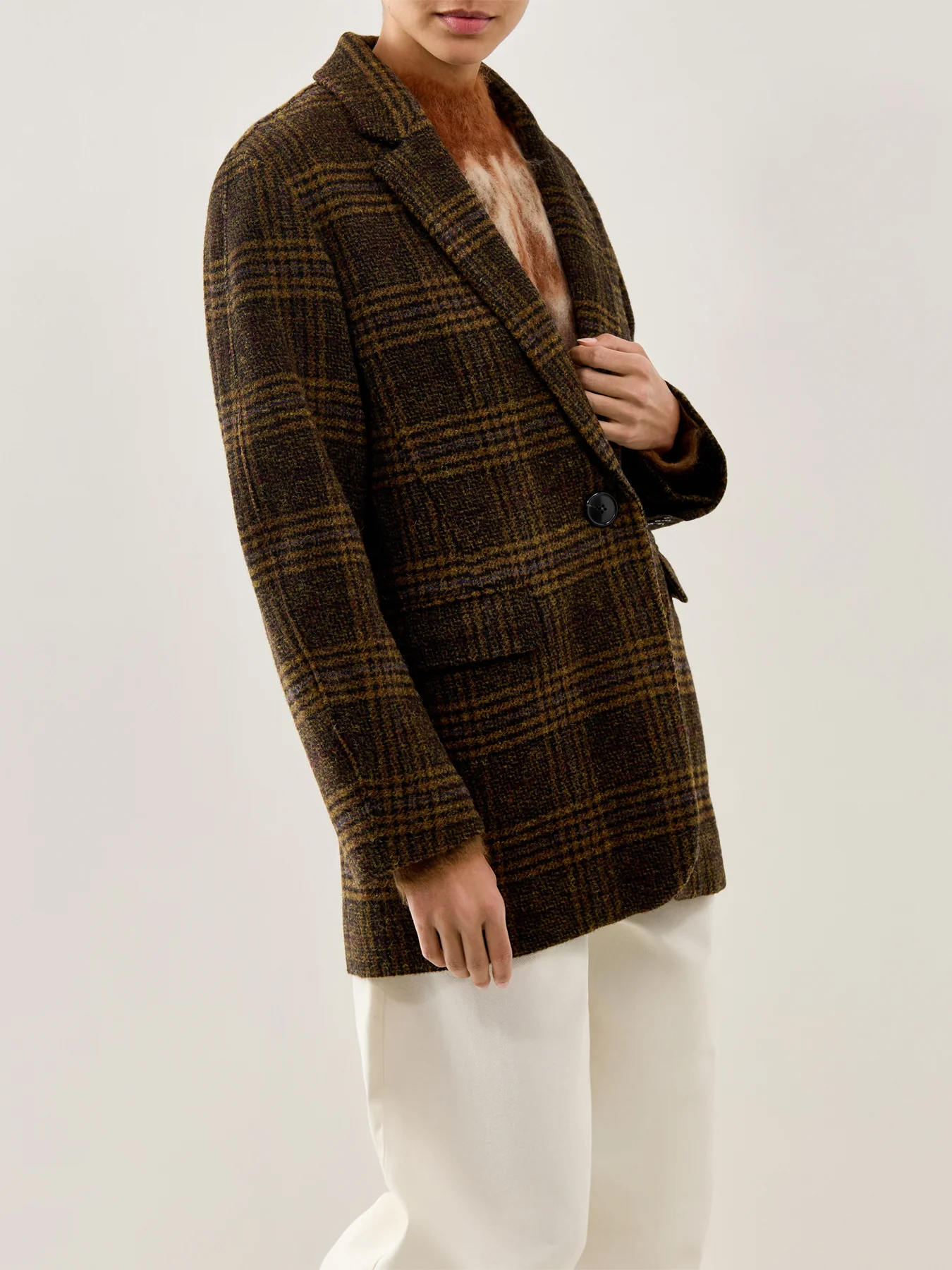Gesina Checked Blazer Khaki - Image 4