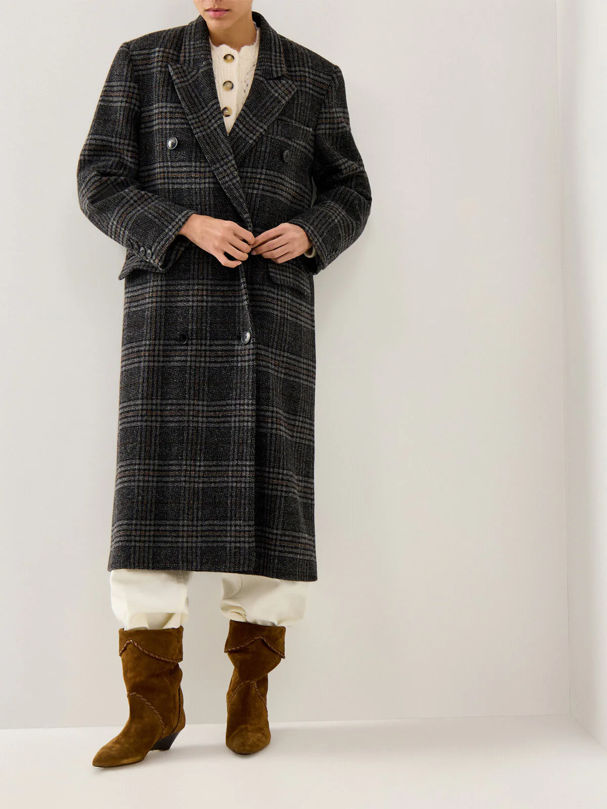Lexana Checked Coat Grey - Image 4