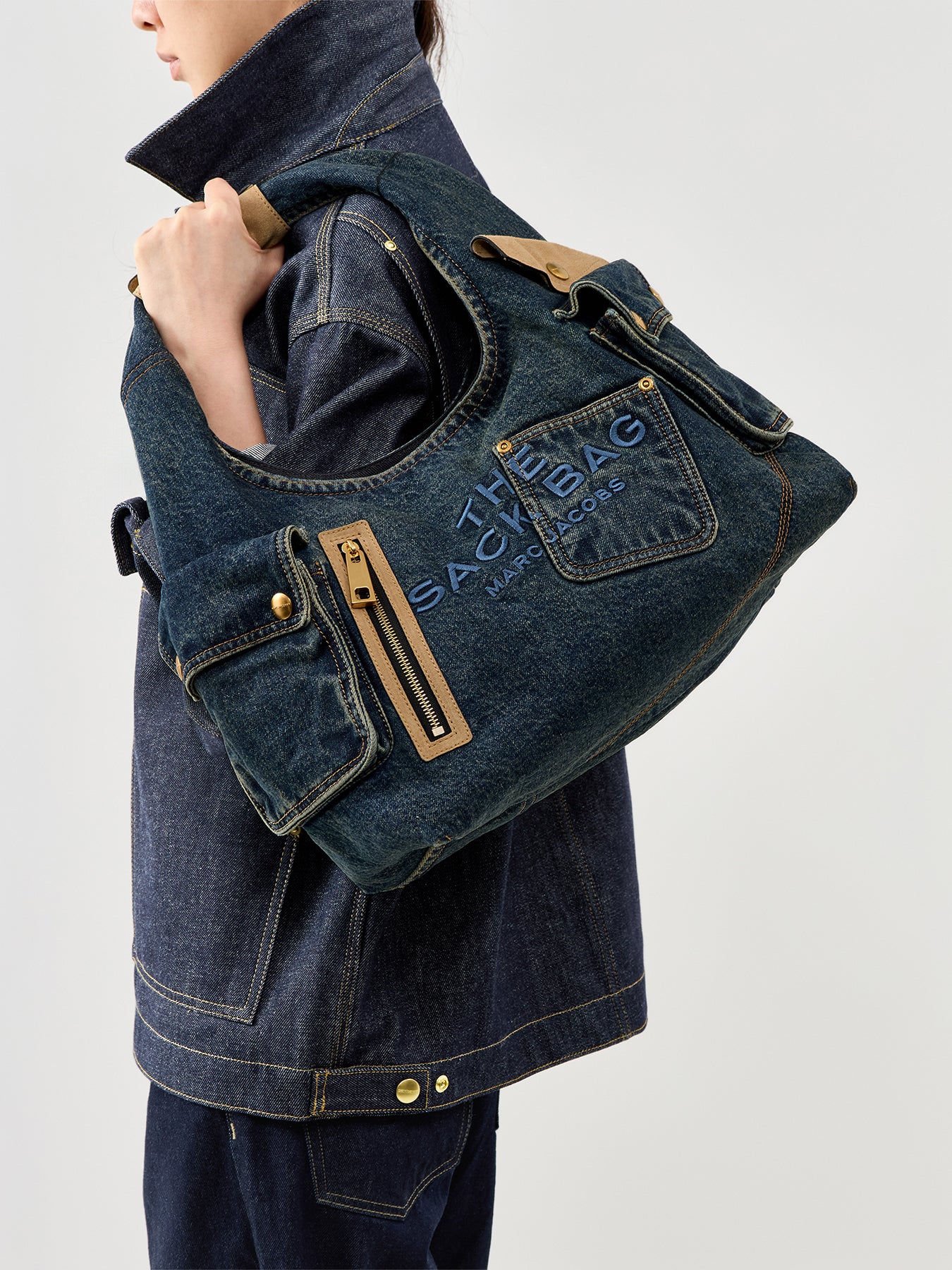 Medium Denim Tote Bag Blue - Image 2