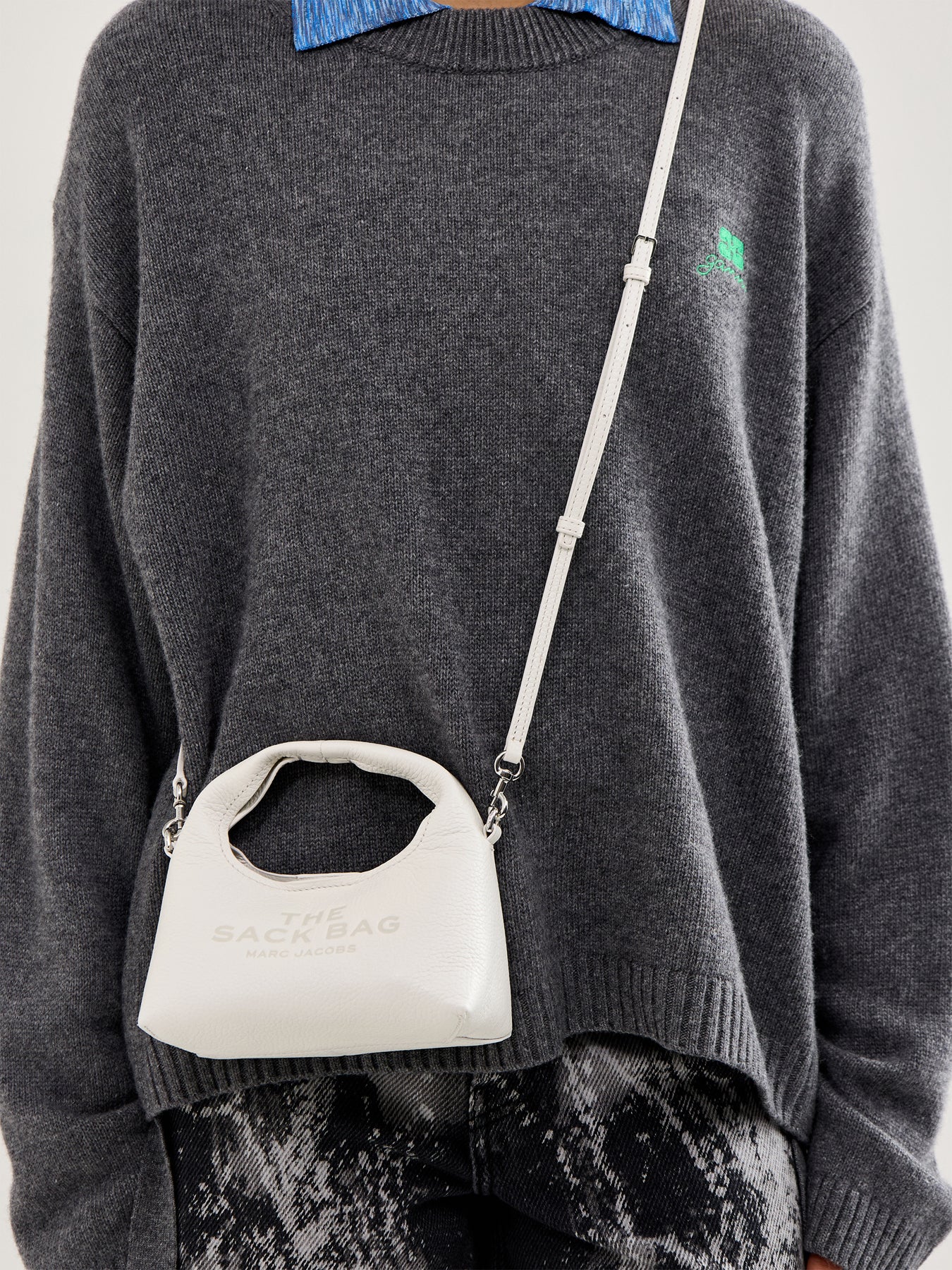 Micro Crossbody Sack Bag White - Image 2