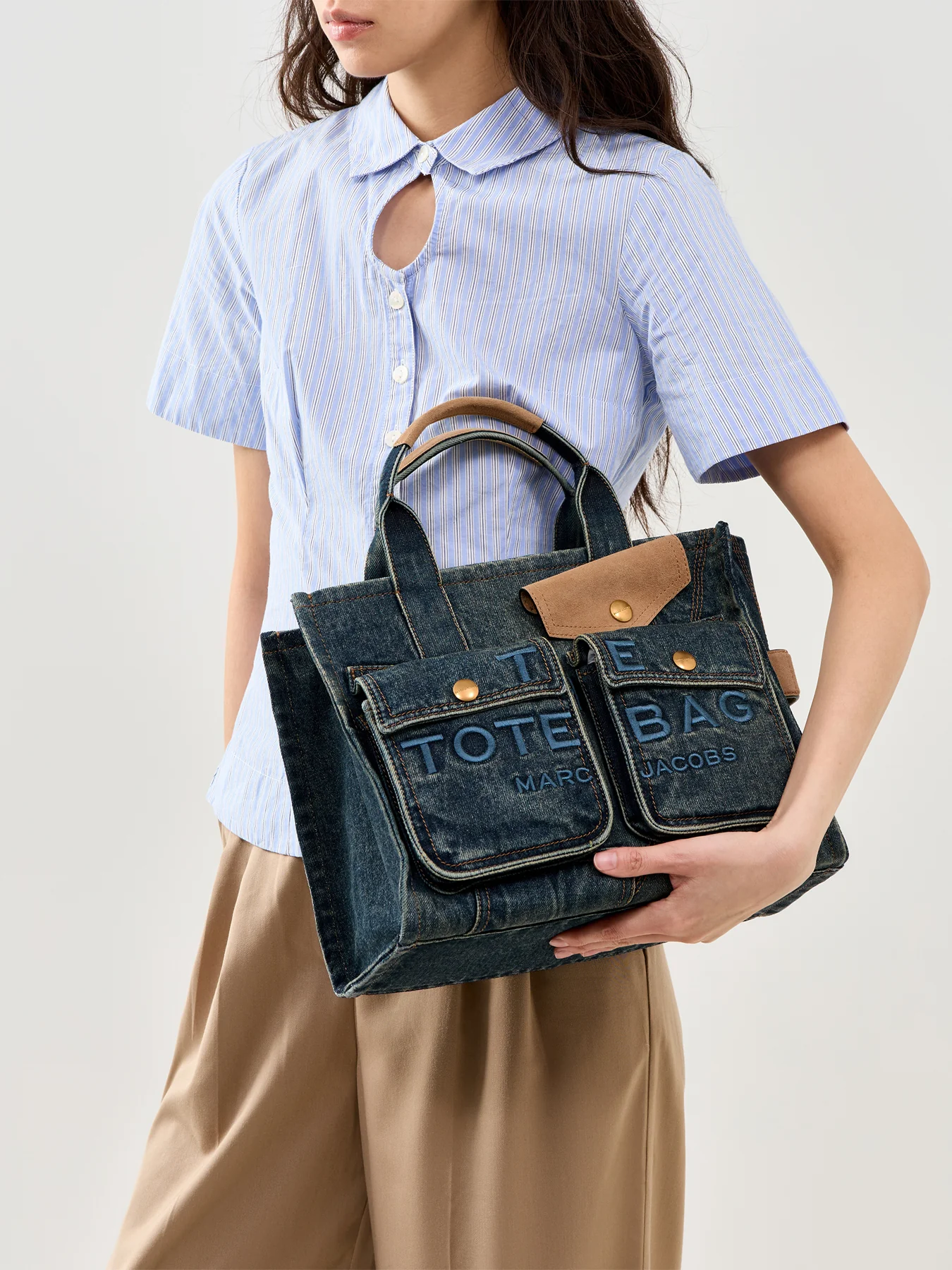 The Denim Suede Medium Tote Bag - Image 2