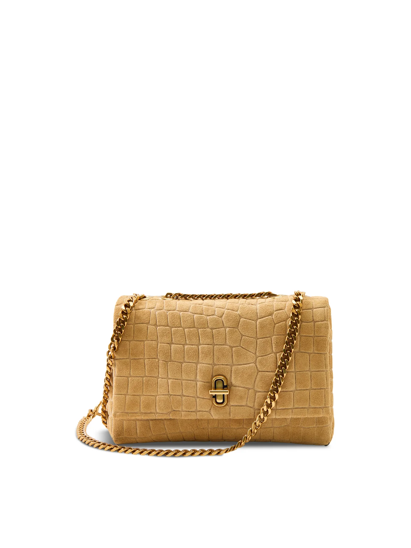 Slim Dual Chain Suede Shoulder Bag Tan