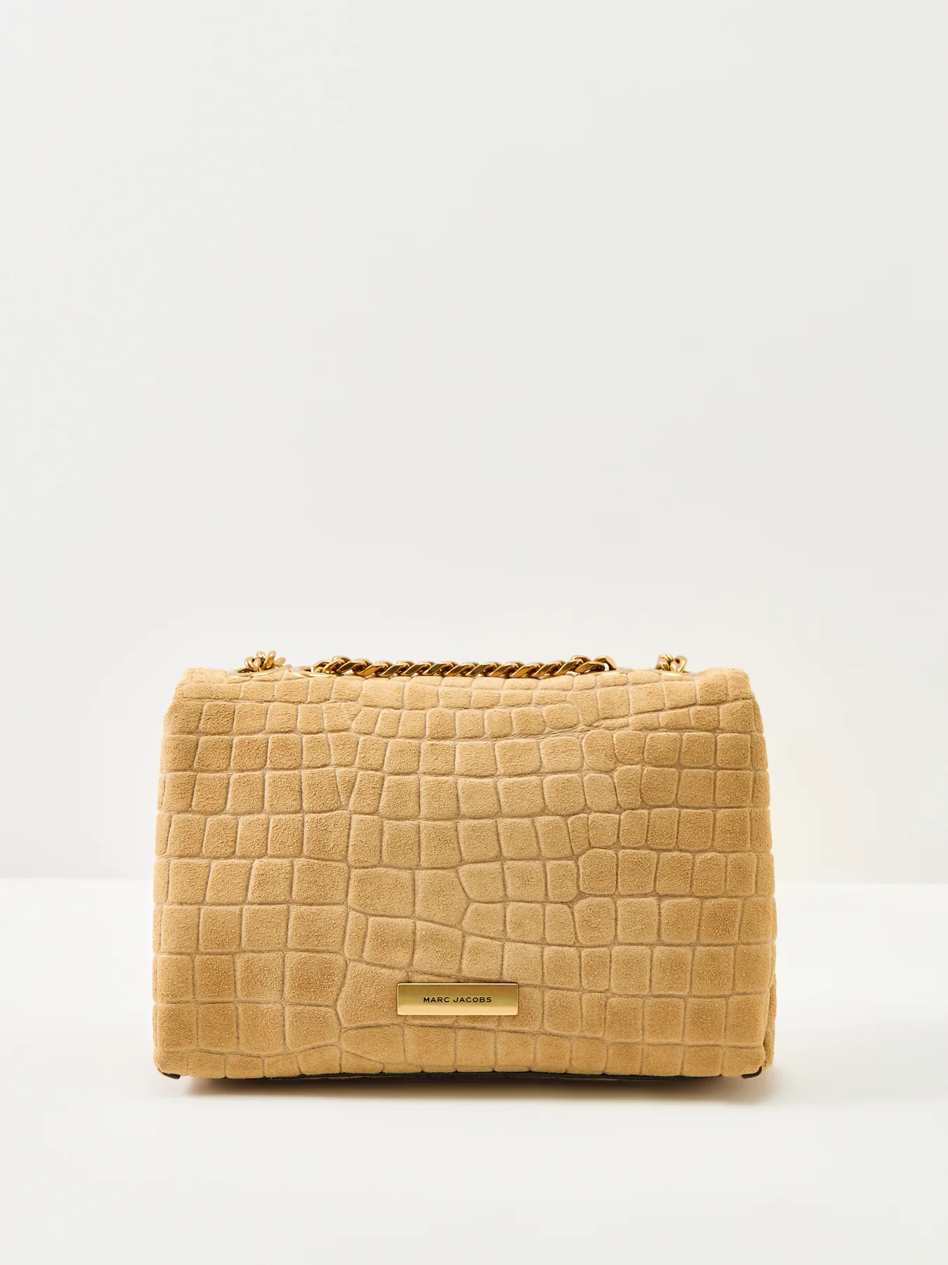 Slim Dual Chain Suede Shoulder Bag Tan - Image 3