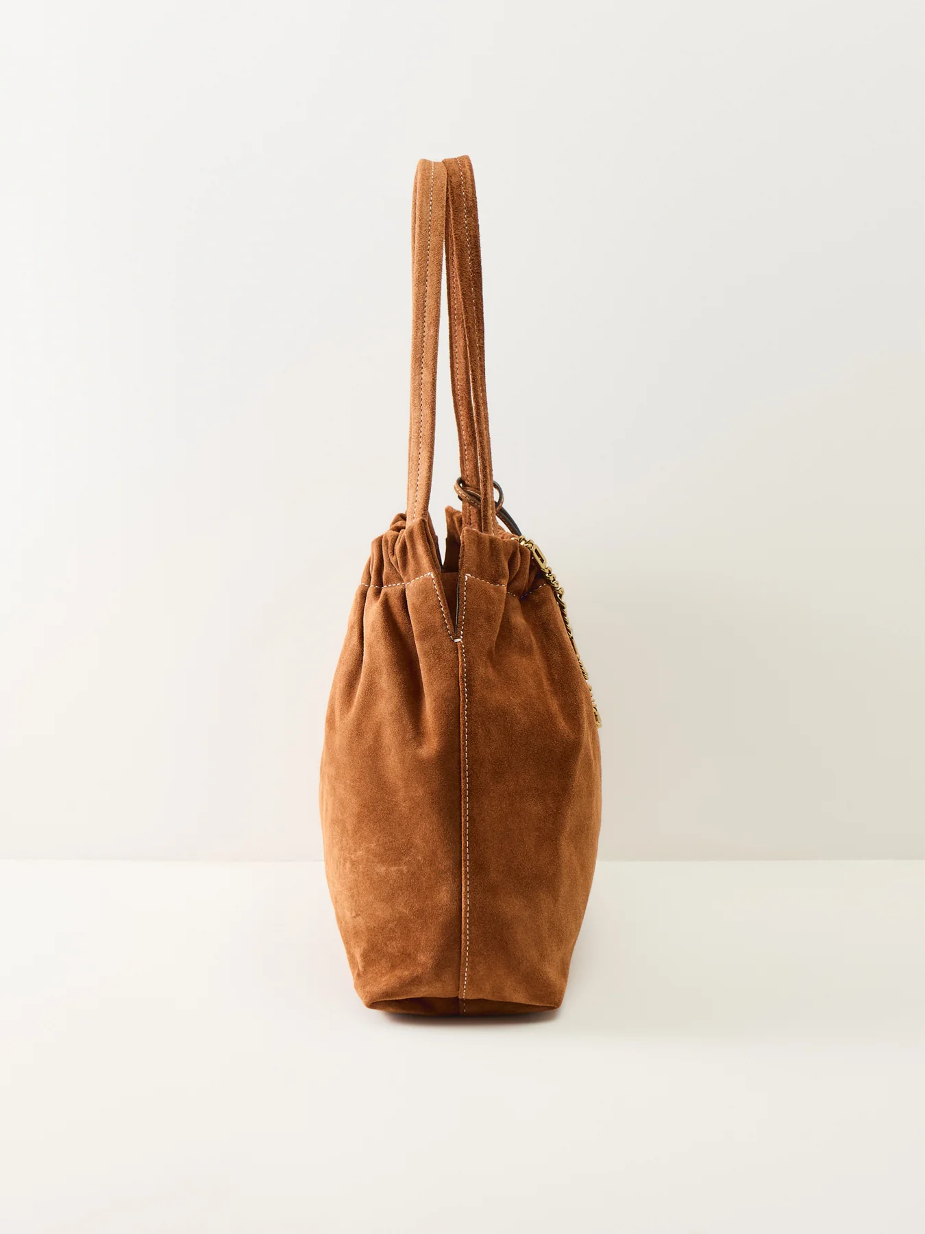 Suede Cristina Tote Bag Tan - Image 4