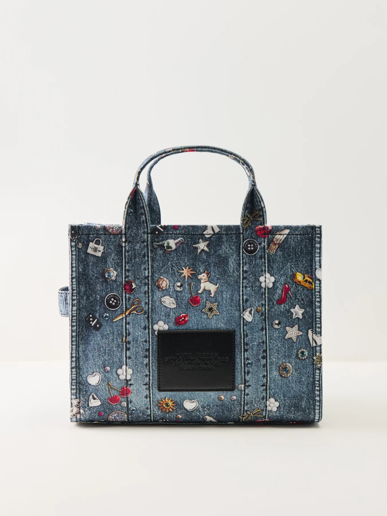Trompe L’Oeil Trinket Canvas Medium Tote Bag Blue - Image 3