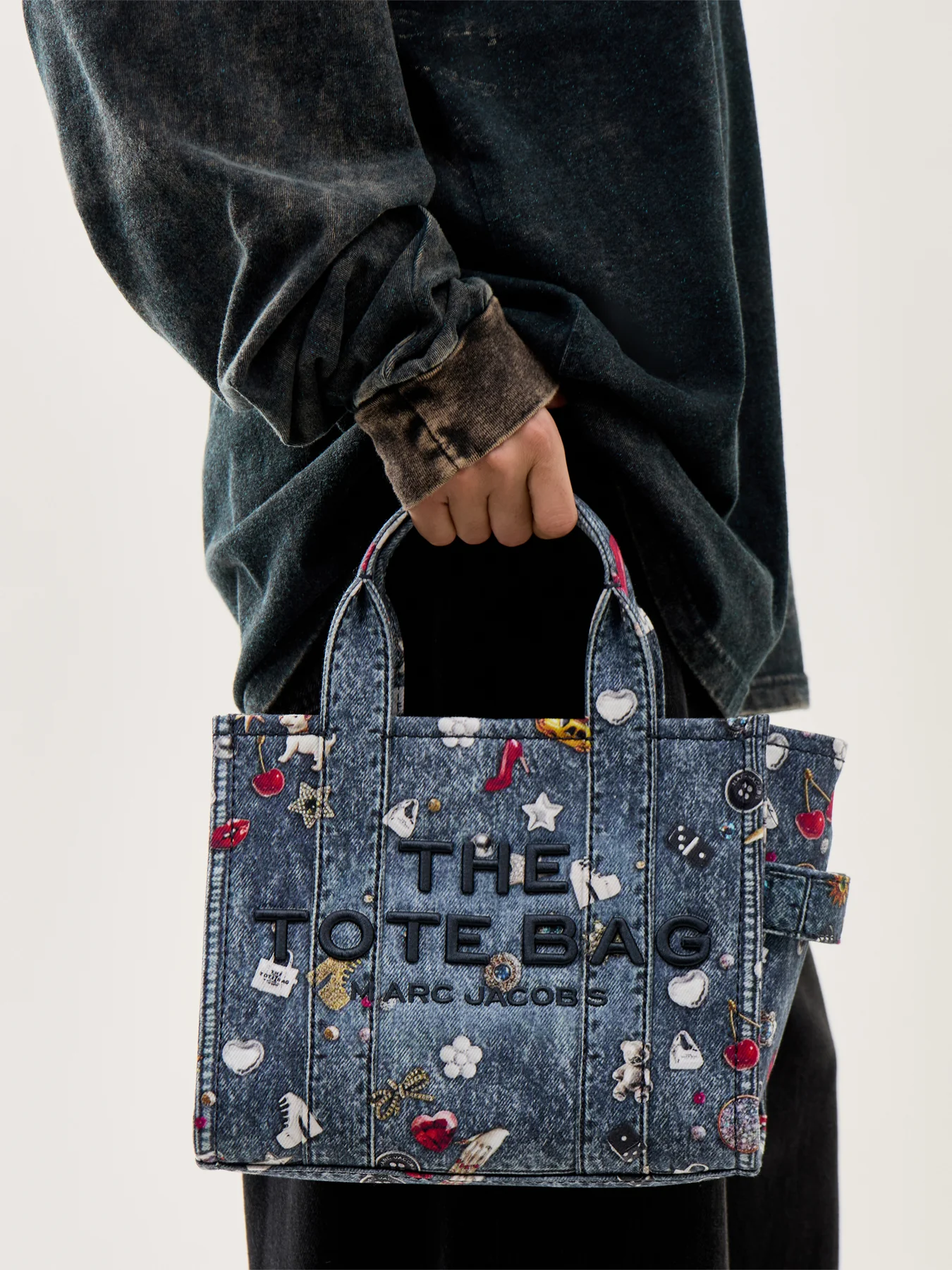The Trompe Loeil Trinket Canvas Small Tote Bag Blue - Image 2