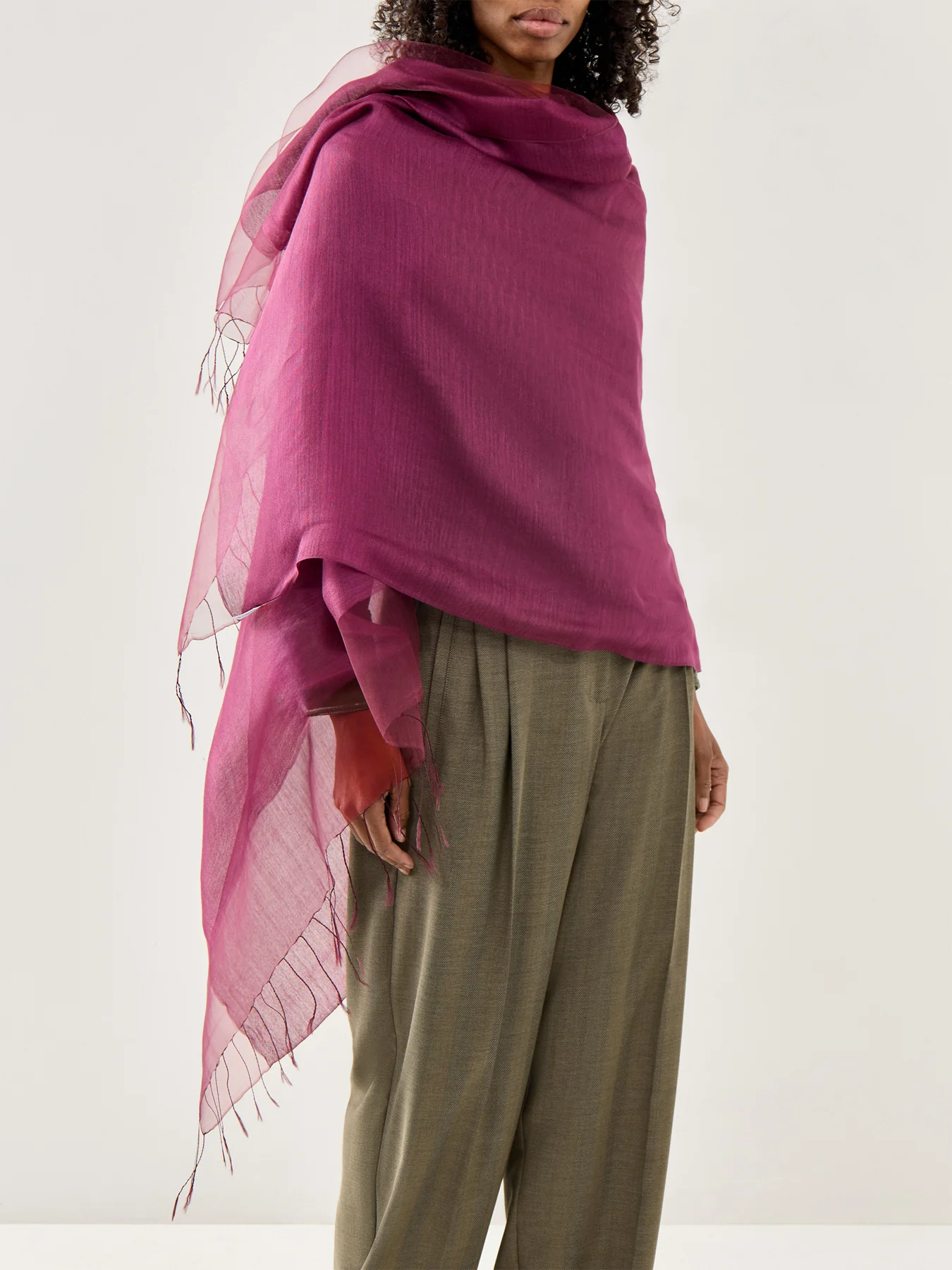 Marella Caco Stole With Fringe Bordeaux - Image 2