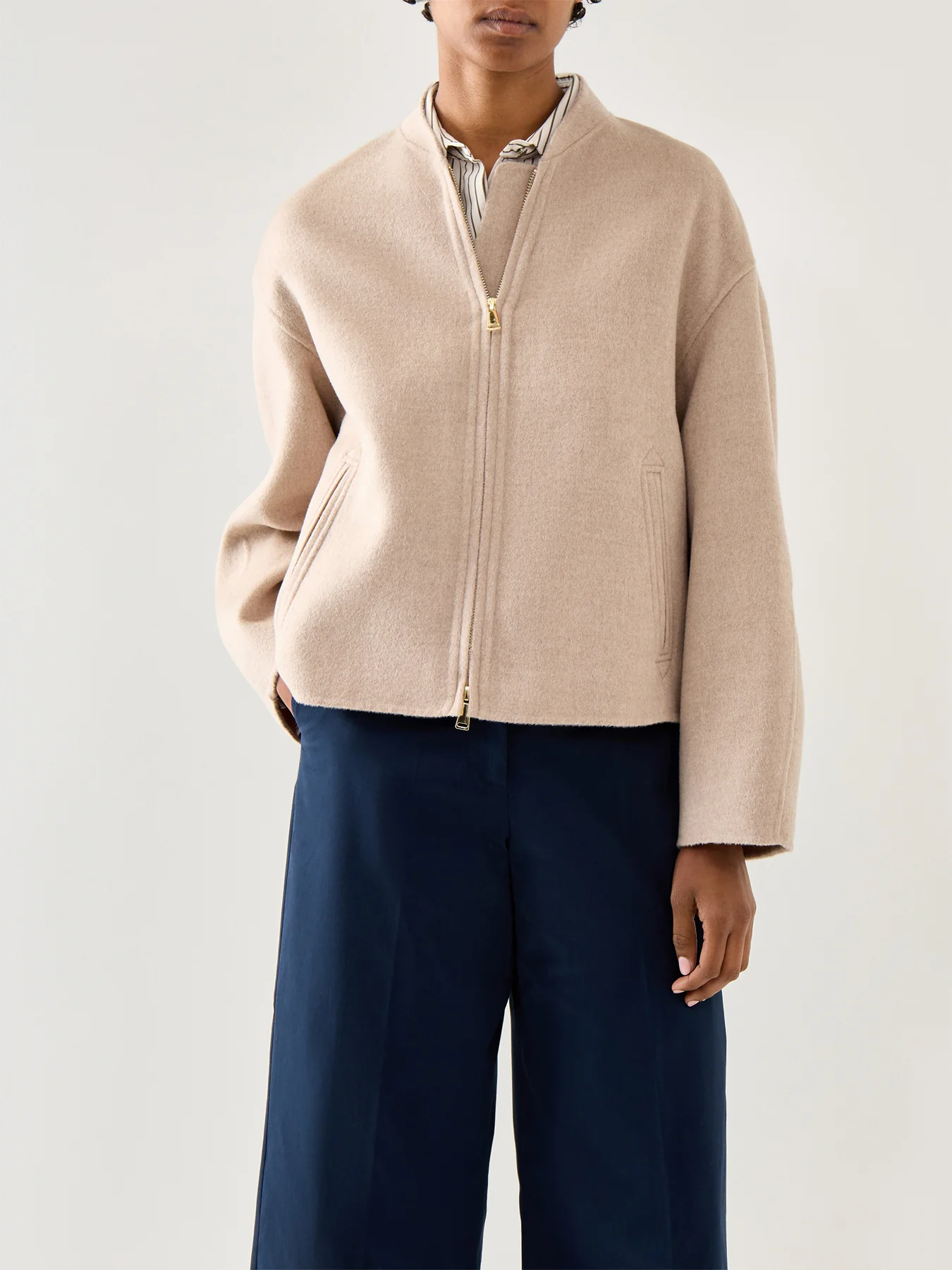 Marella Giga Zip Up Double Face Jacket Cream - Image 4