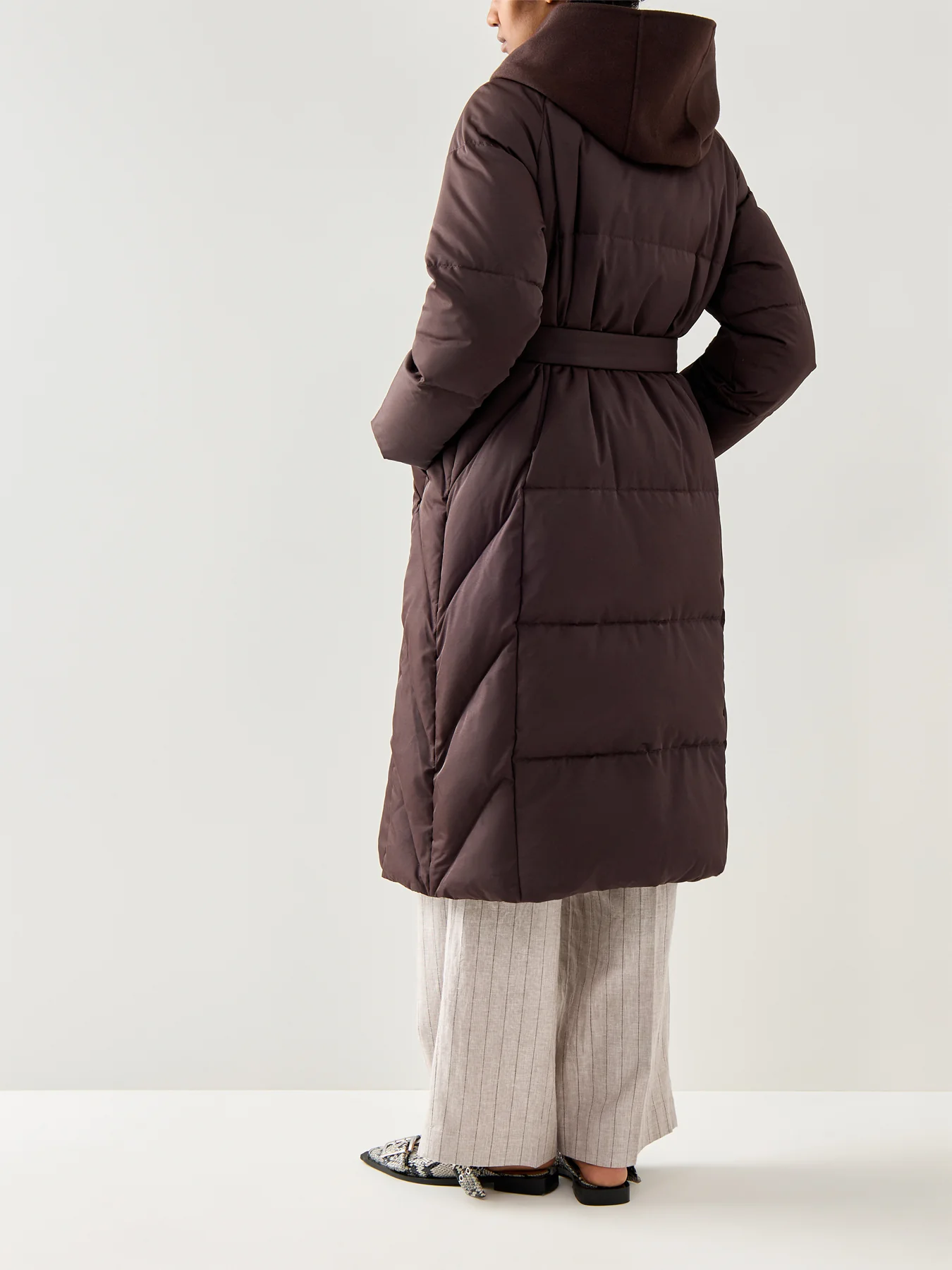 Sport Yole Long Maxi Puffer With Belt And Hood Brown - Image 5