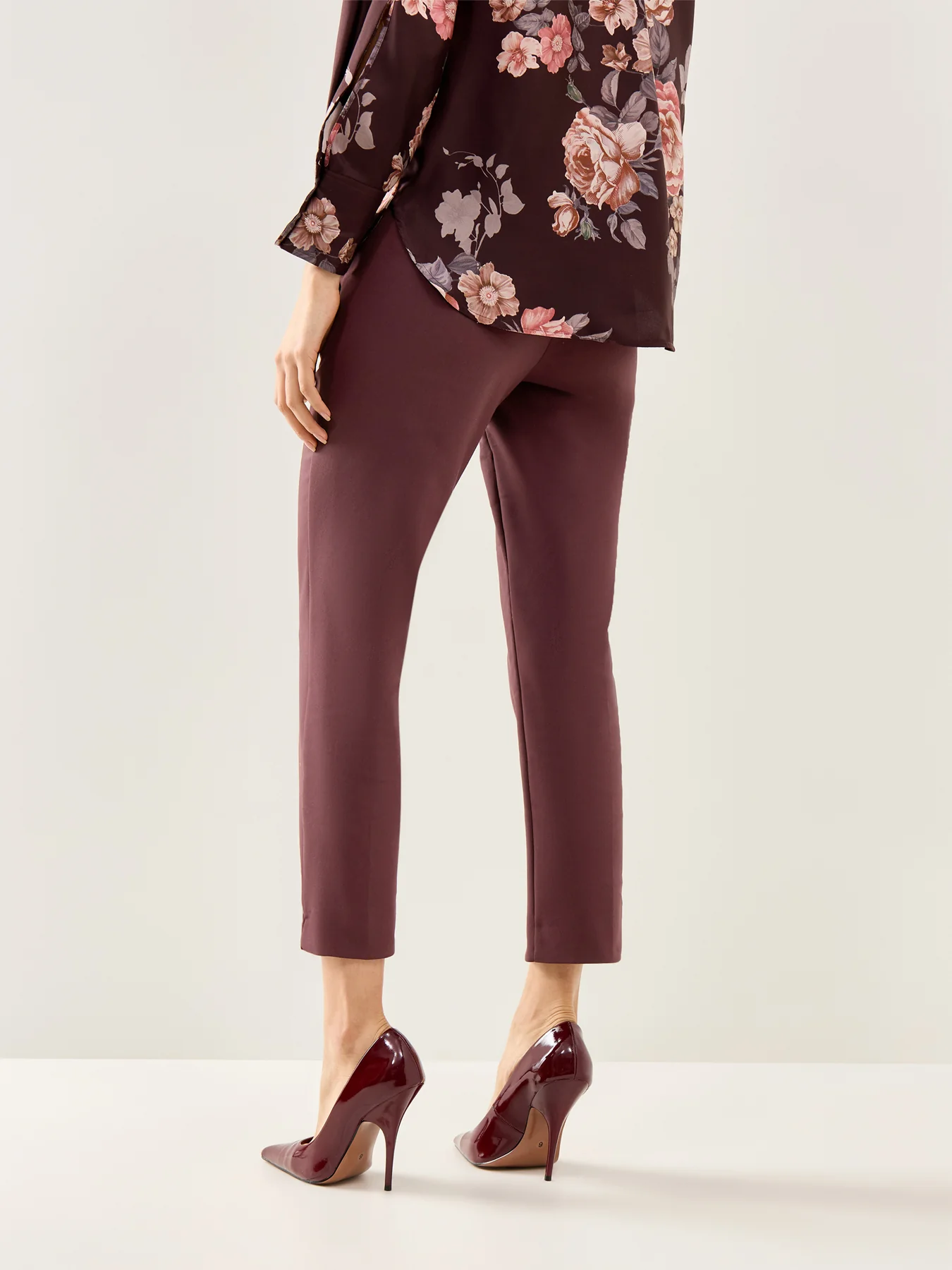 Tailored High Waist Wide Leg Trousers Bordeaux - Image 5