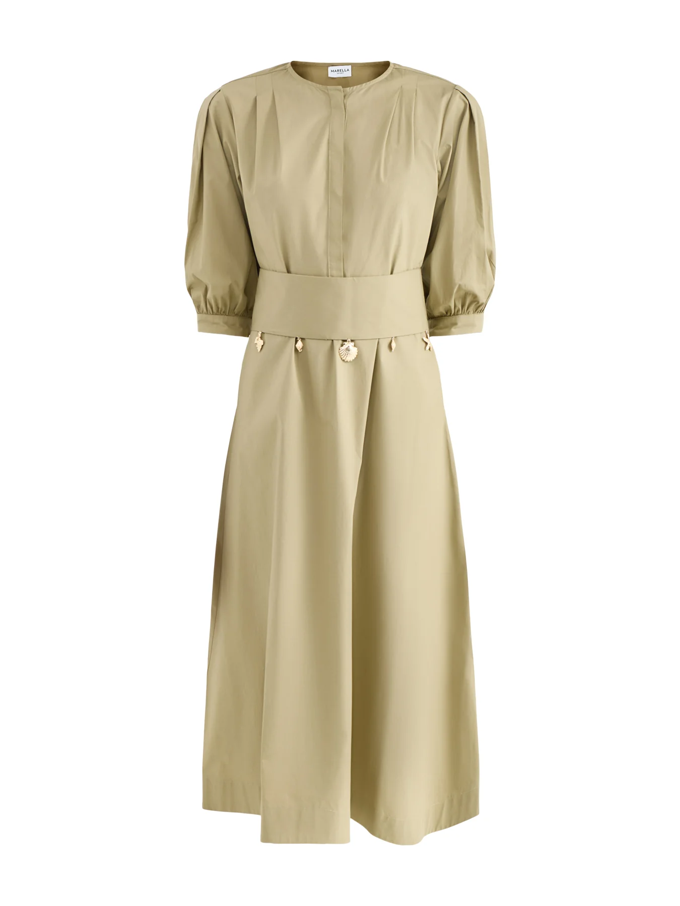 Stecca Fitted Cotton Dress Green
