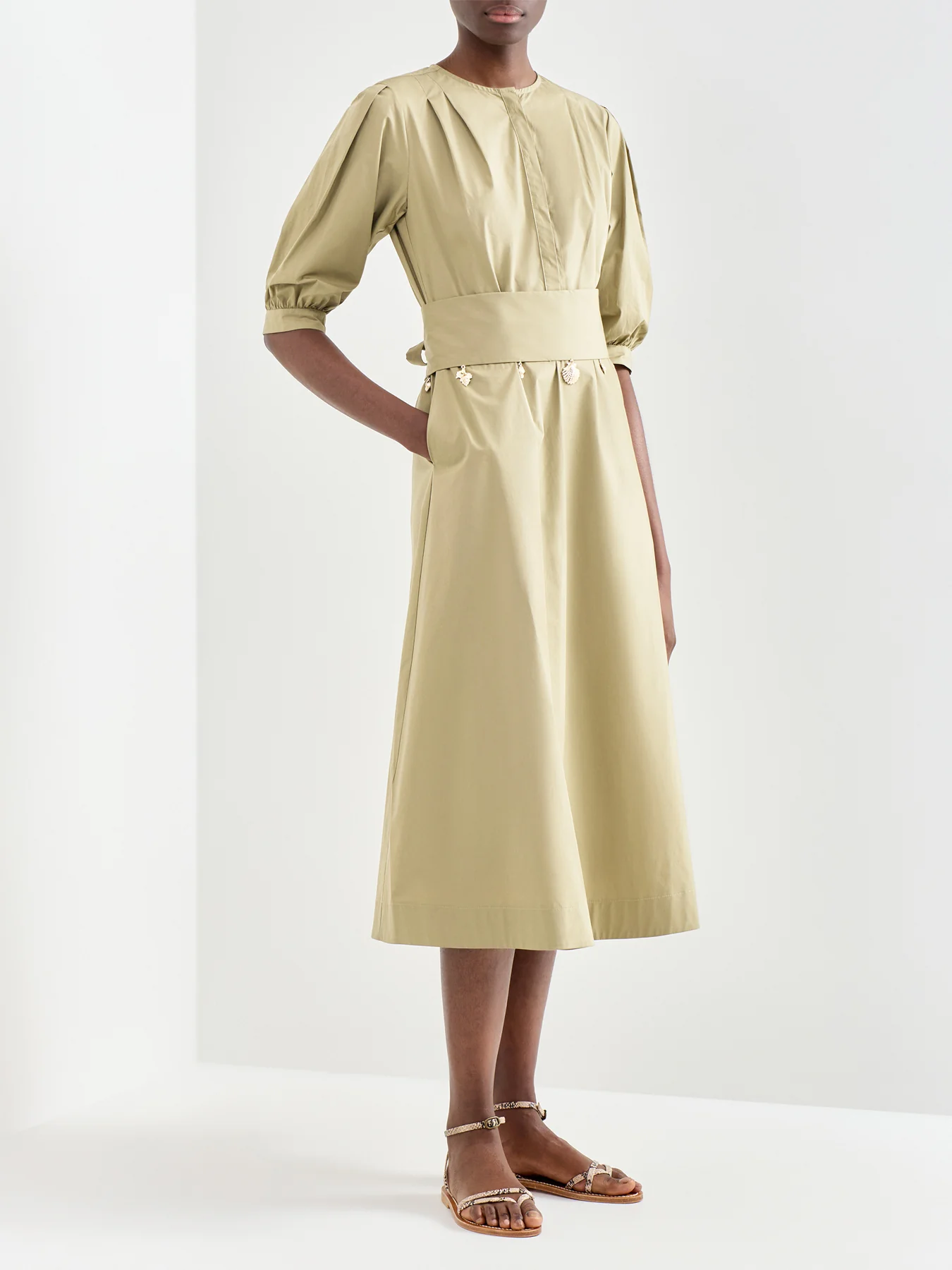 Stecca Fitted Cotton Dress Green - Image 2