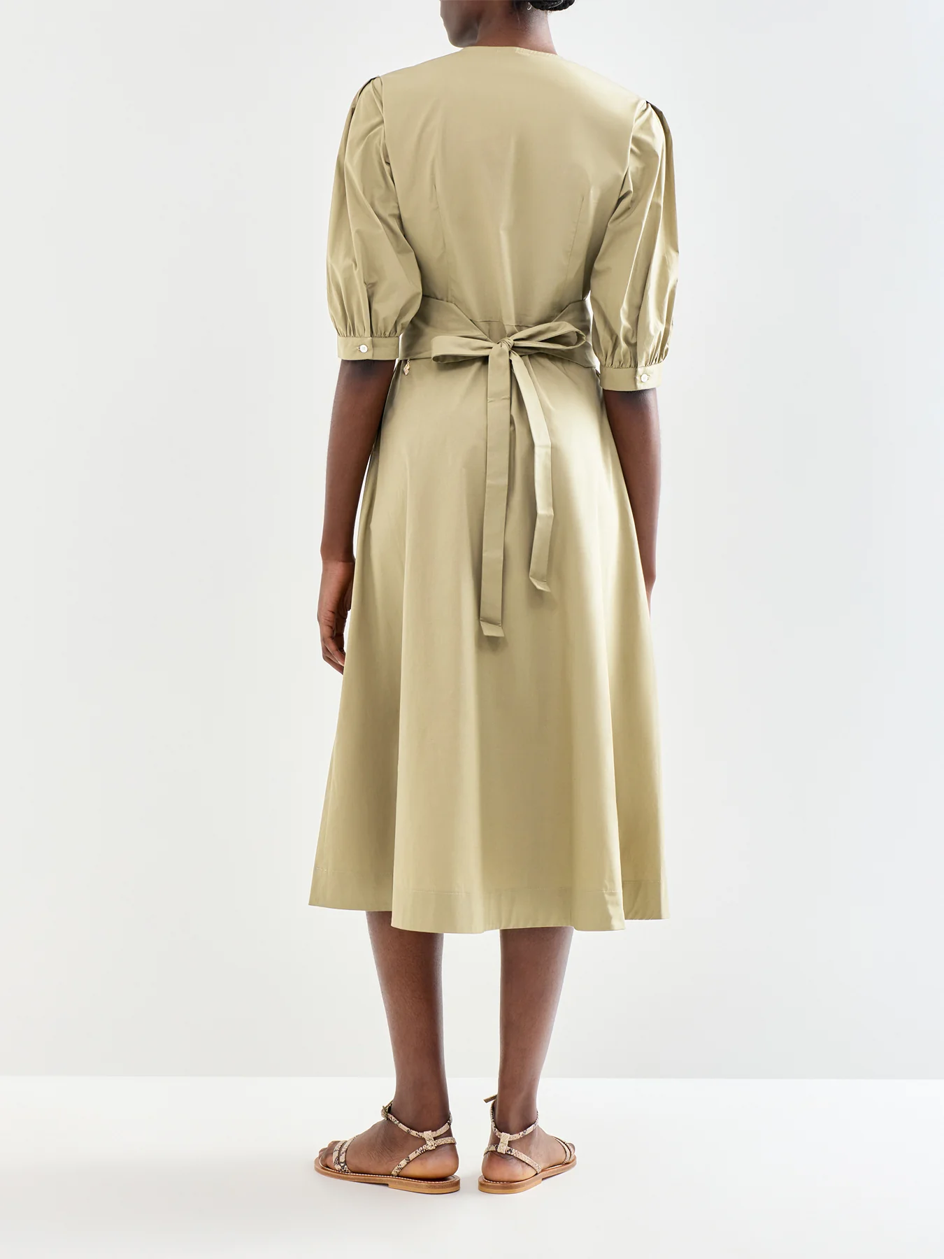 Stecca Fitted Cotton Dress Green - Image 5