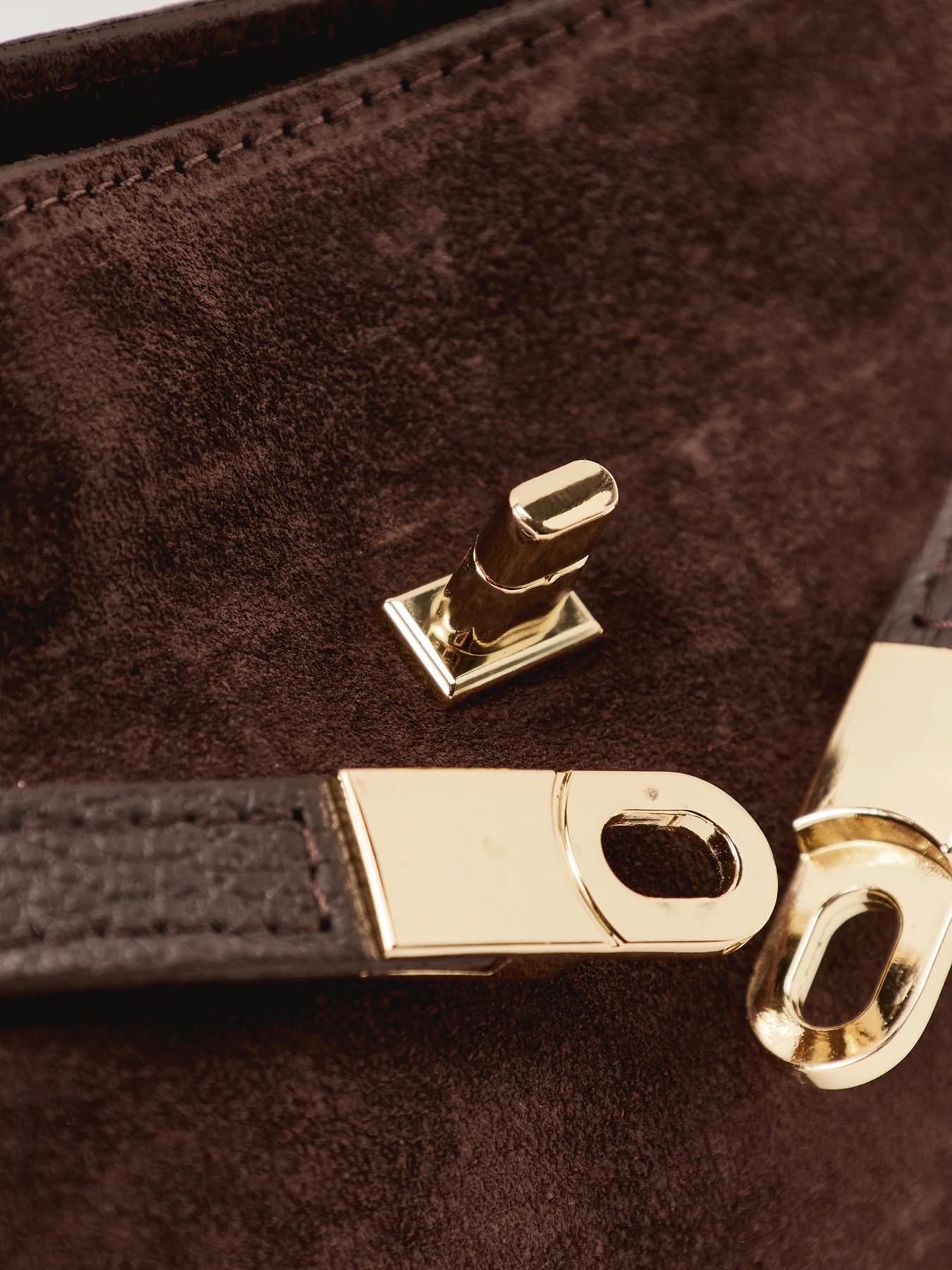 Bacil Long Handle Suede Bag Brown - Image 5