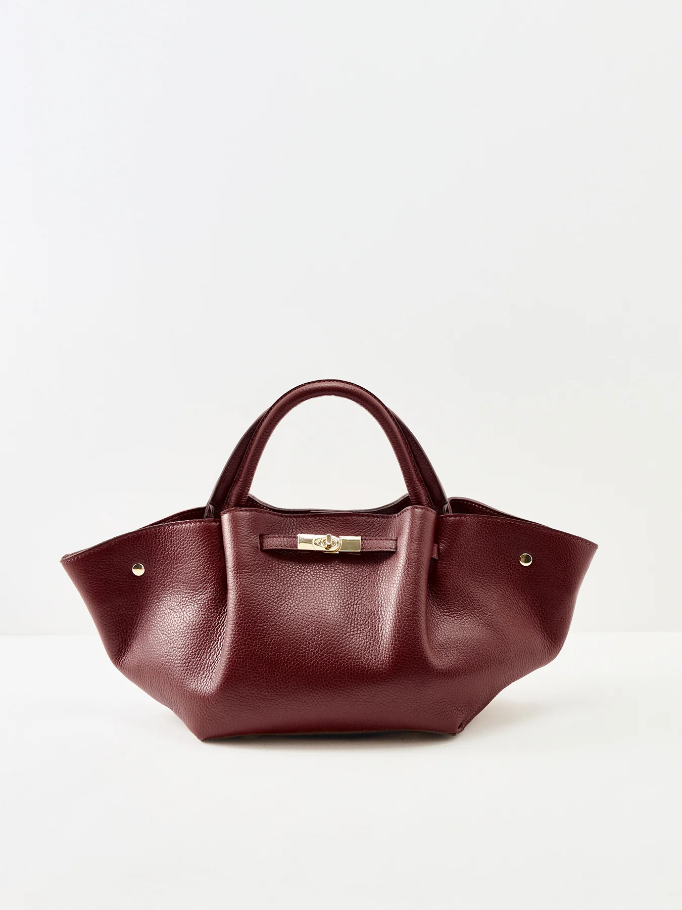 Feny Leather Top Handle Tote Bag Burgundy - Image 6