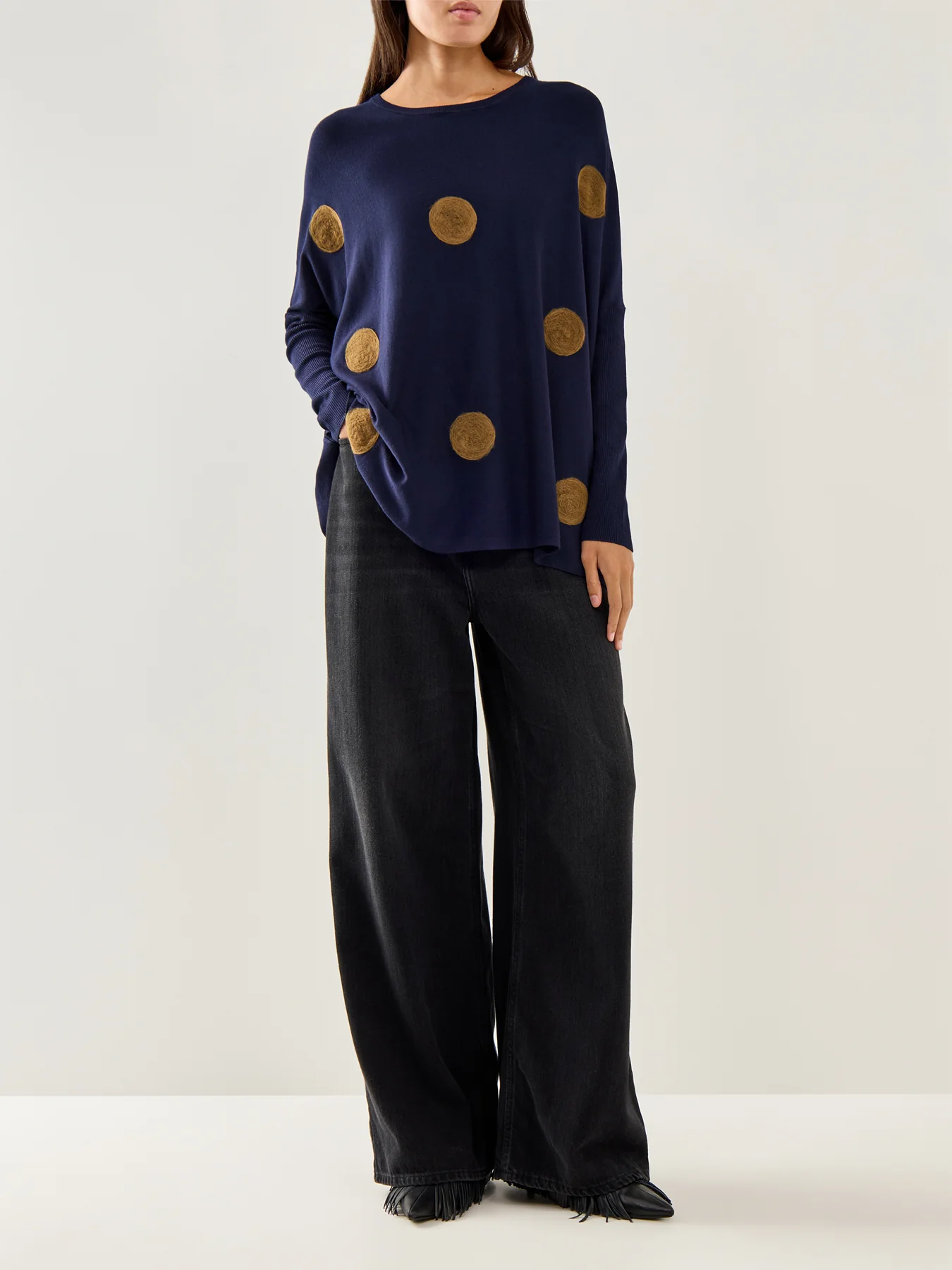 Fanasi Dot Knit Top Navy - Image 2