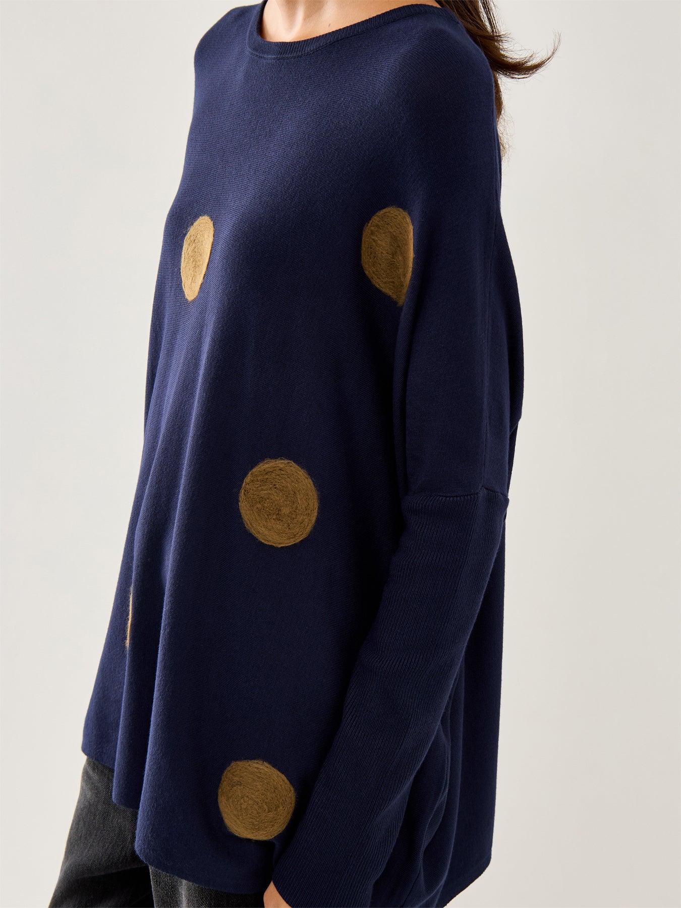 Fanasi Dot Knit Top Navy - Image 3